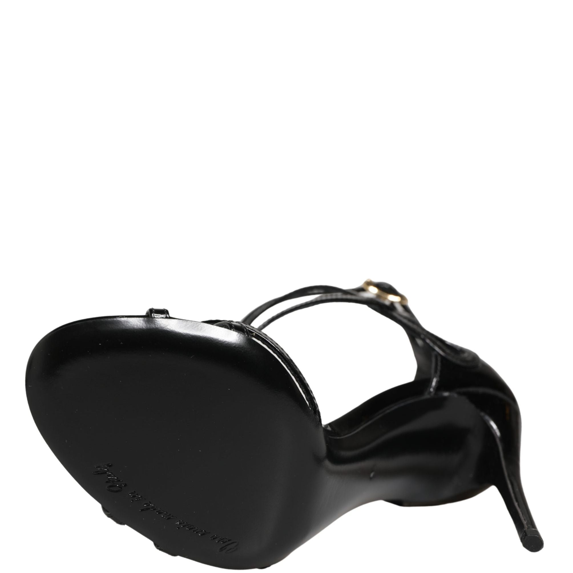 Dolce & Gabbana Black Leather Stiletto Heel Sandals Shoes