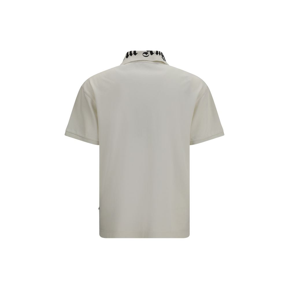 Palm Angels White Cotton Polo Shirt