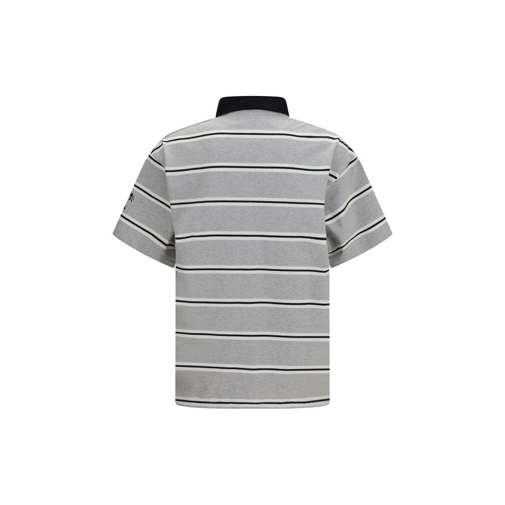Palm Angels Gray Cotton Polo Shirt