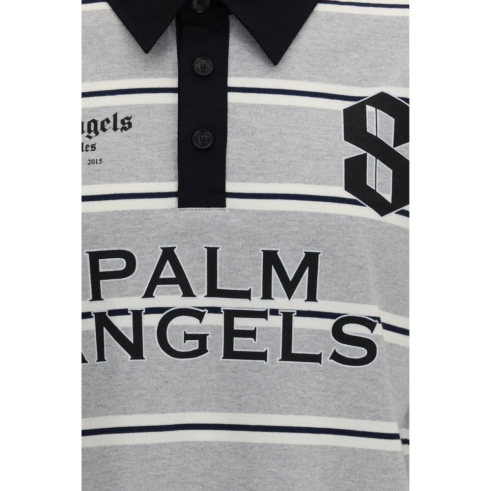 Palm Angels Gray Cotton Polo Shirt