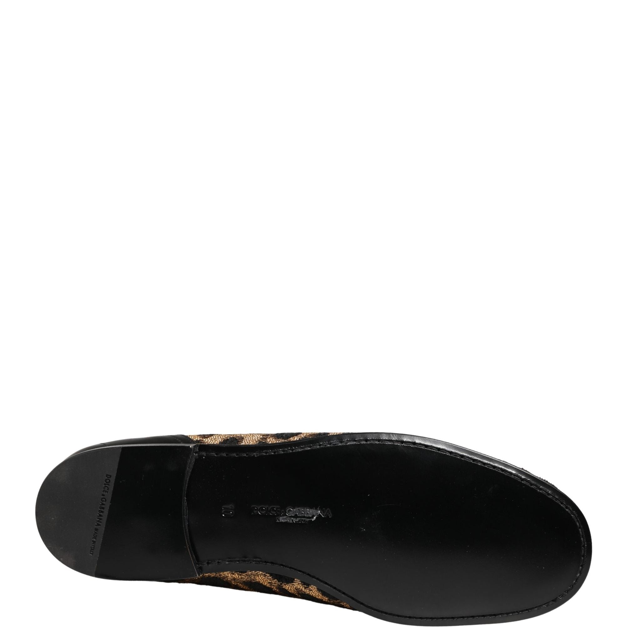 Dolce & Gabbana Black Gold Leopard Pony Skin Loafers Shoes
