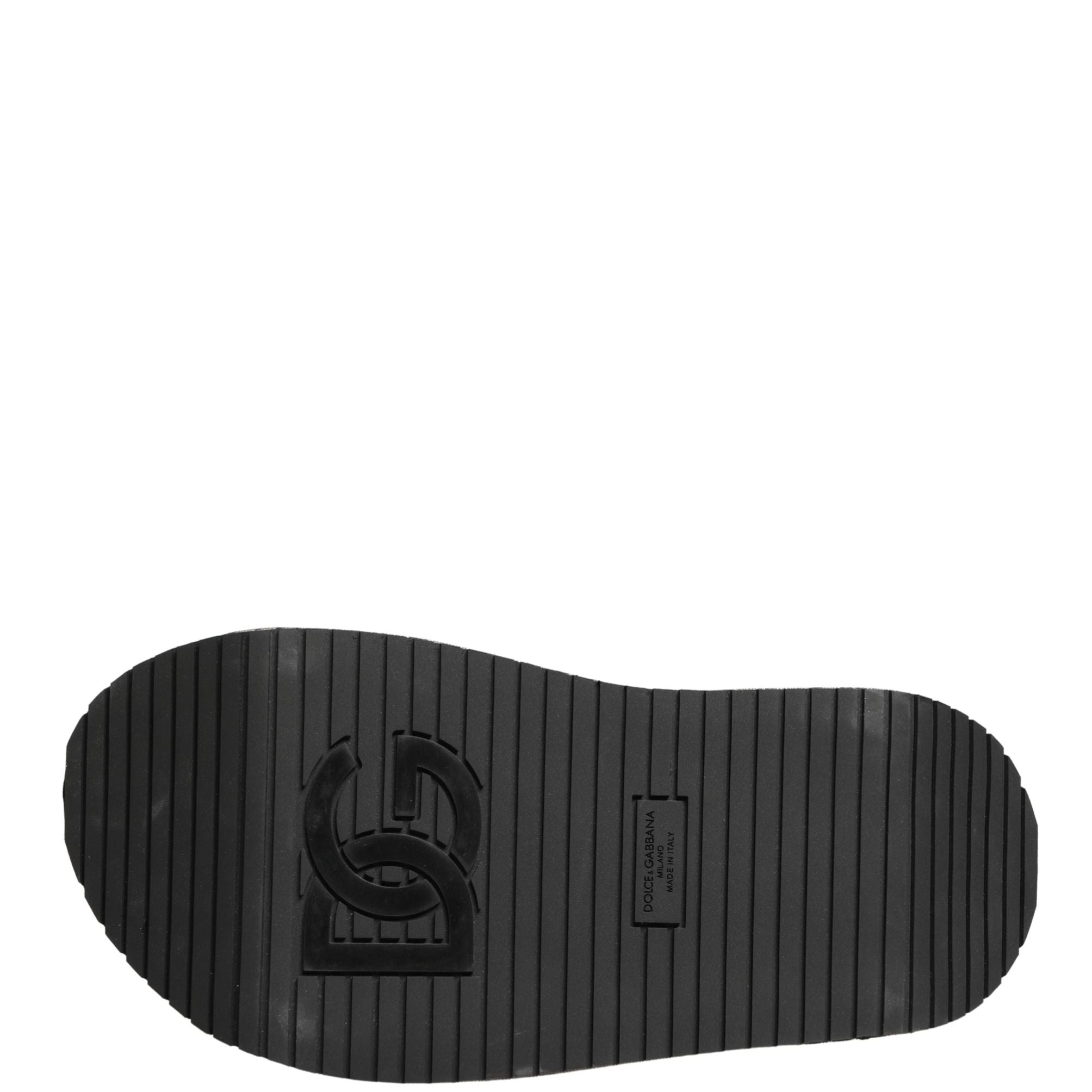 Dolce & Gabbana Gray Leather Monogram Logo Sandals Shoes