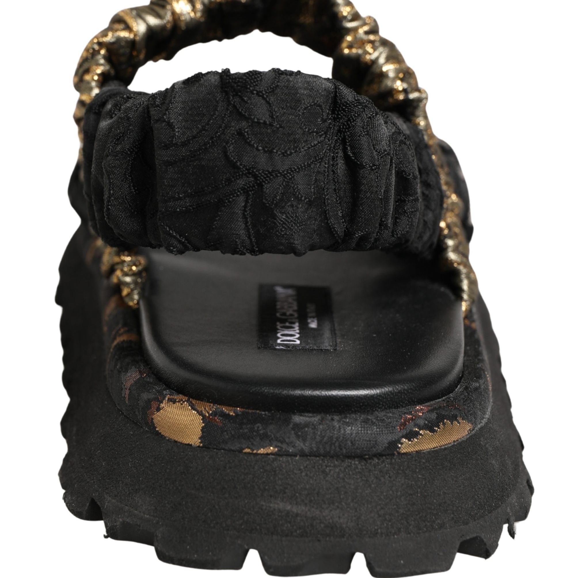 Dolce & Gabbana Black Ruching Detail Flats Men Sandals Shoes