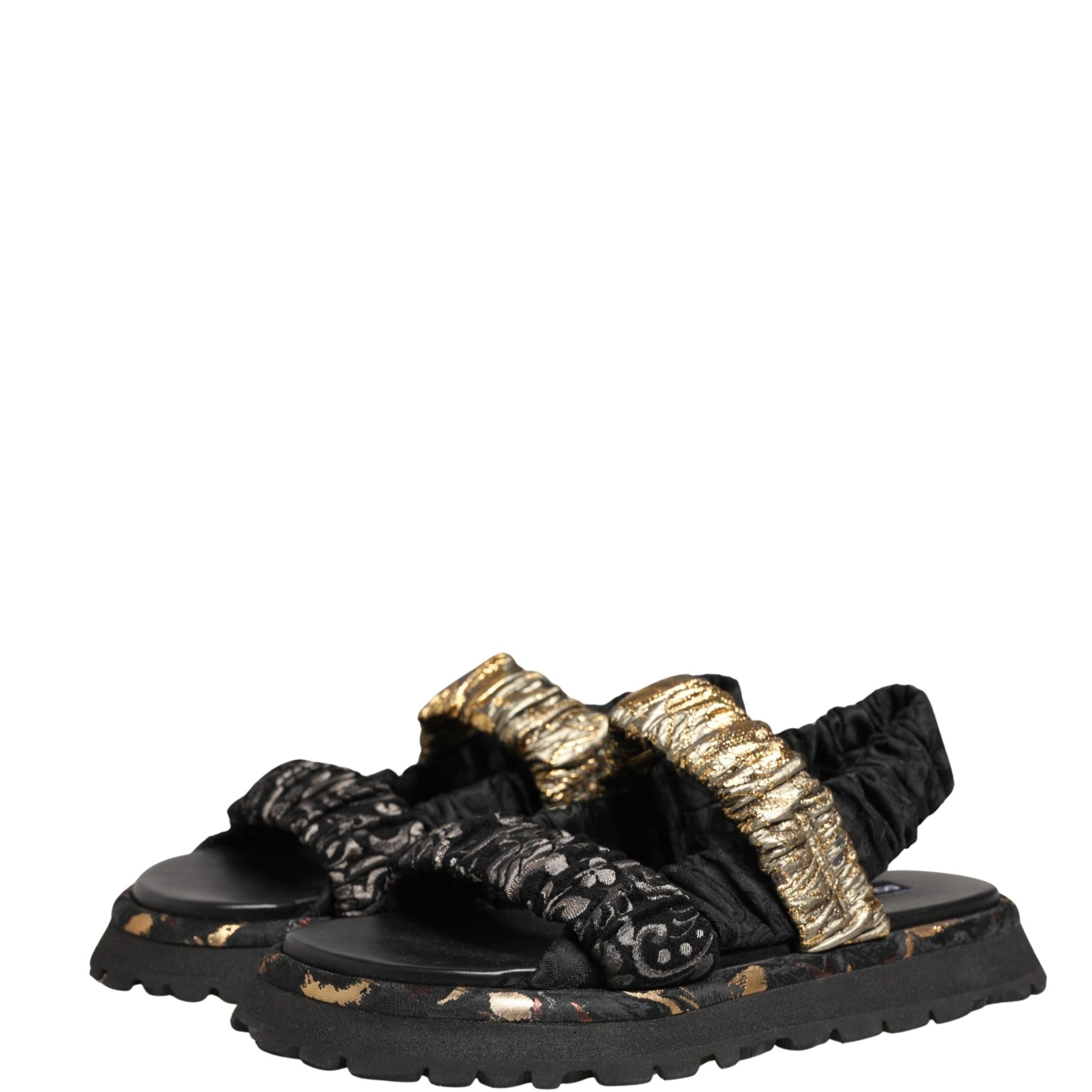 Dolce & Gabbana Black Ruching Detail Flats Men Sandals Shoes