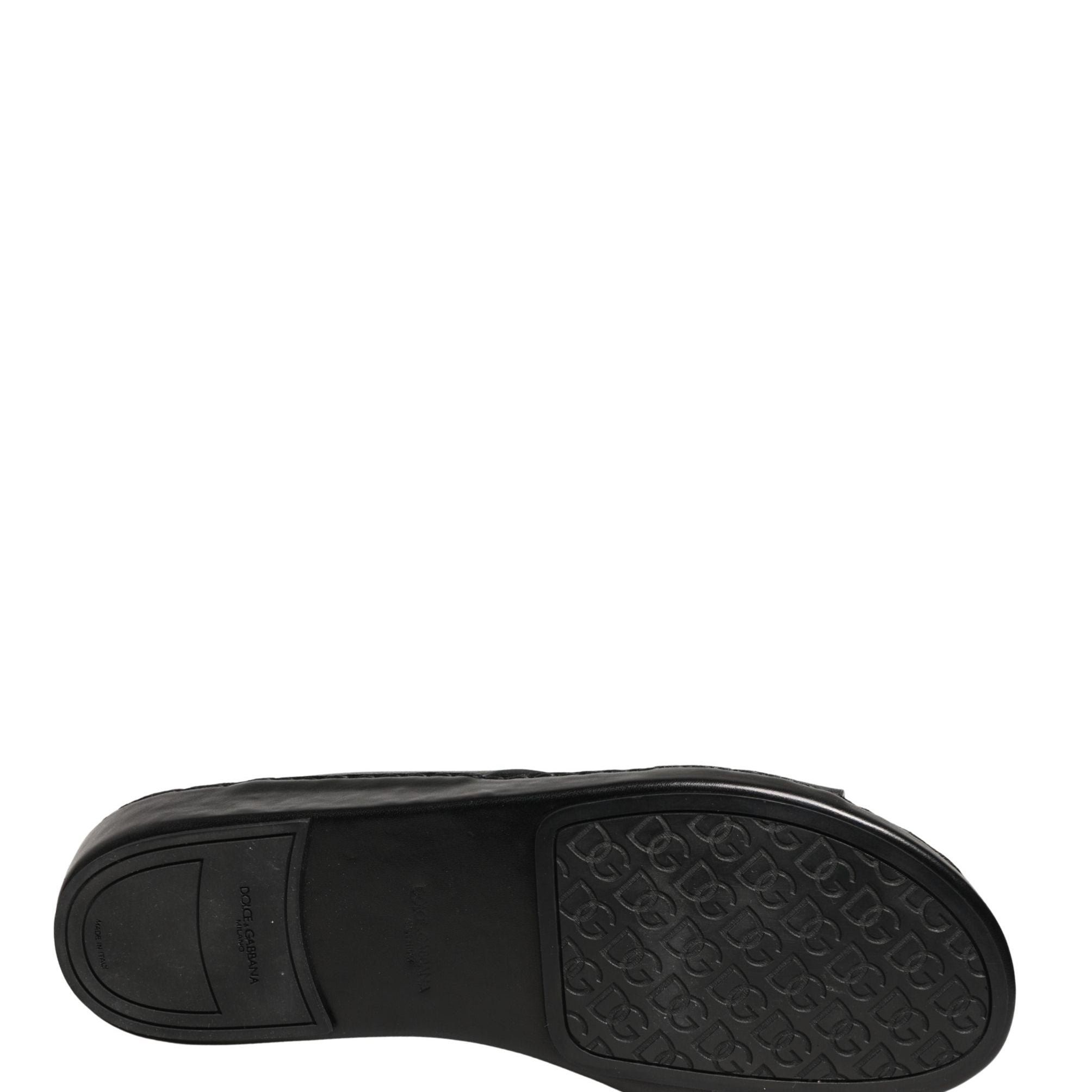 Dolce & Gabbana Black Leather Cutout DG Logo Sandals Shoes