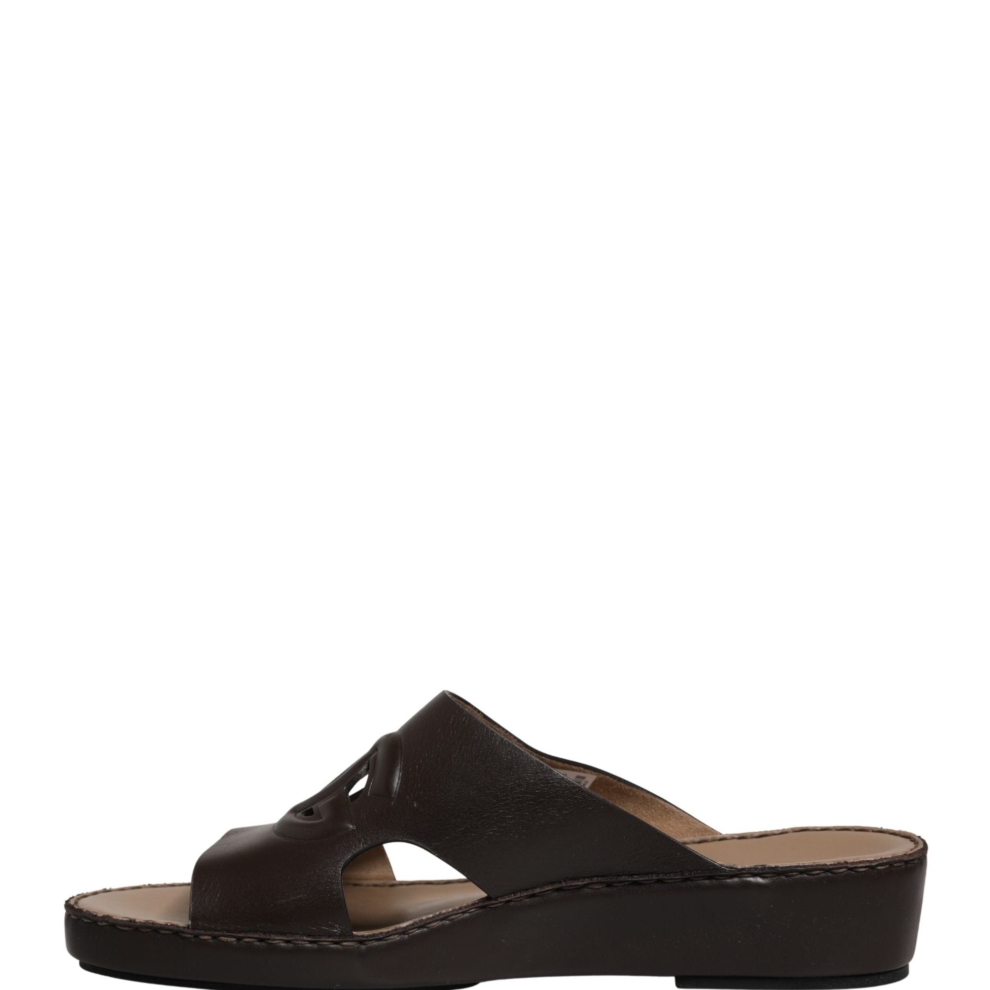 Dolce & Gabbana Brown Leather Cutout DG Logo Sandals Shoes