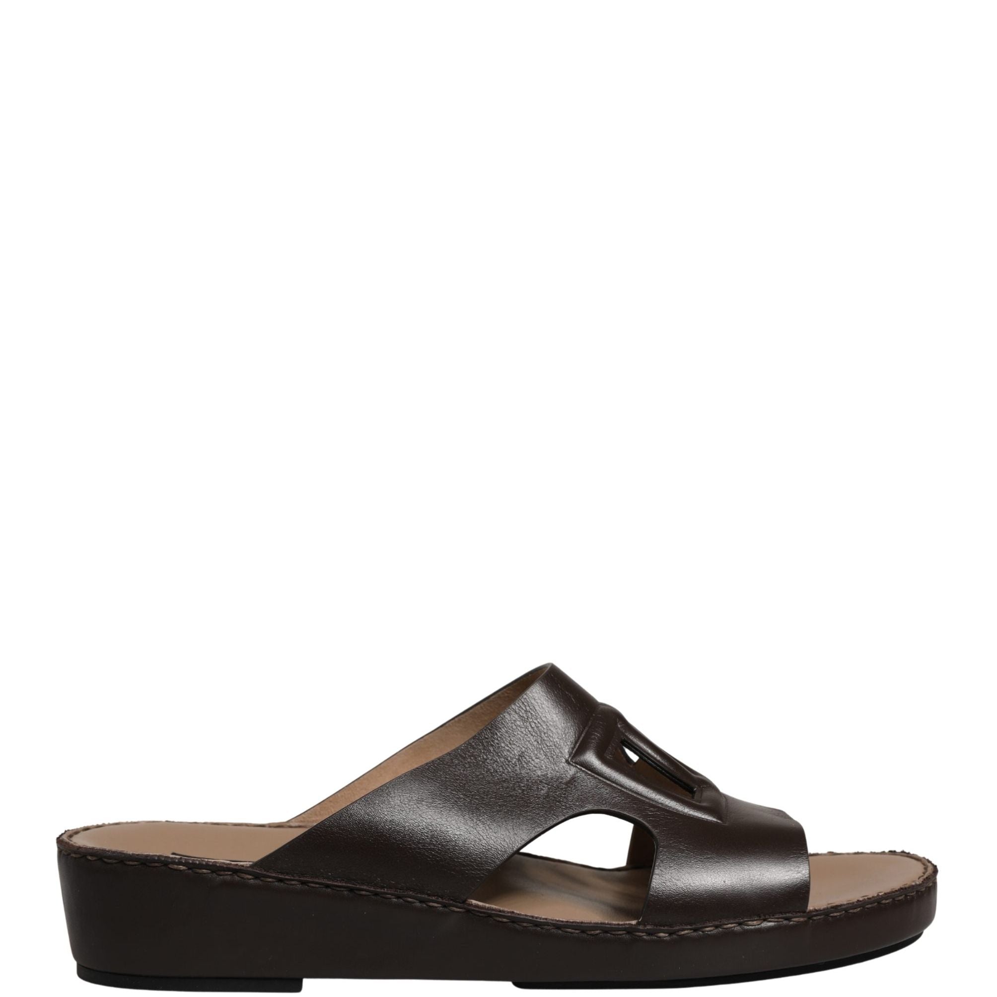 Dolce & Gabbana Brown Leather Cutout DG Logo Sandals Shoes