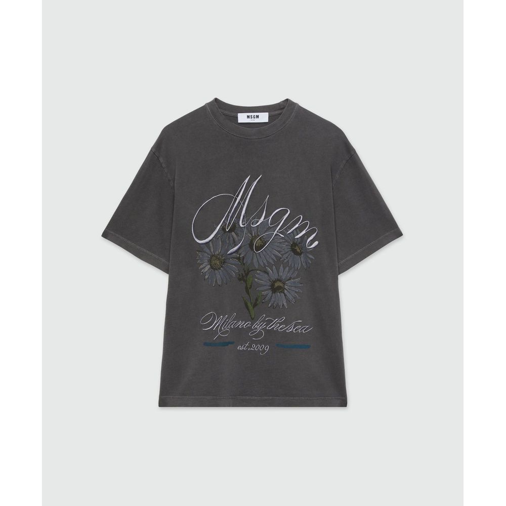 MSGM Black Cotton T-Shirt