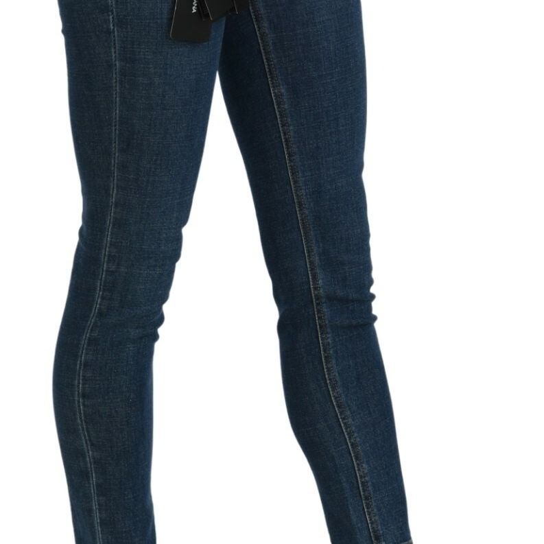 Dolce & Gabbana Blue Slim Fit Cropped Mid Waist Denim Jeans