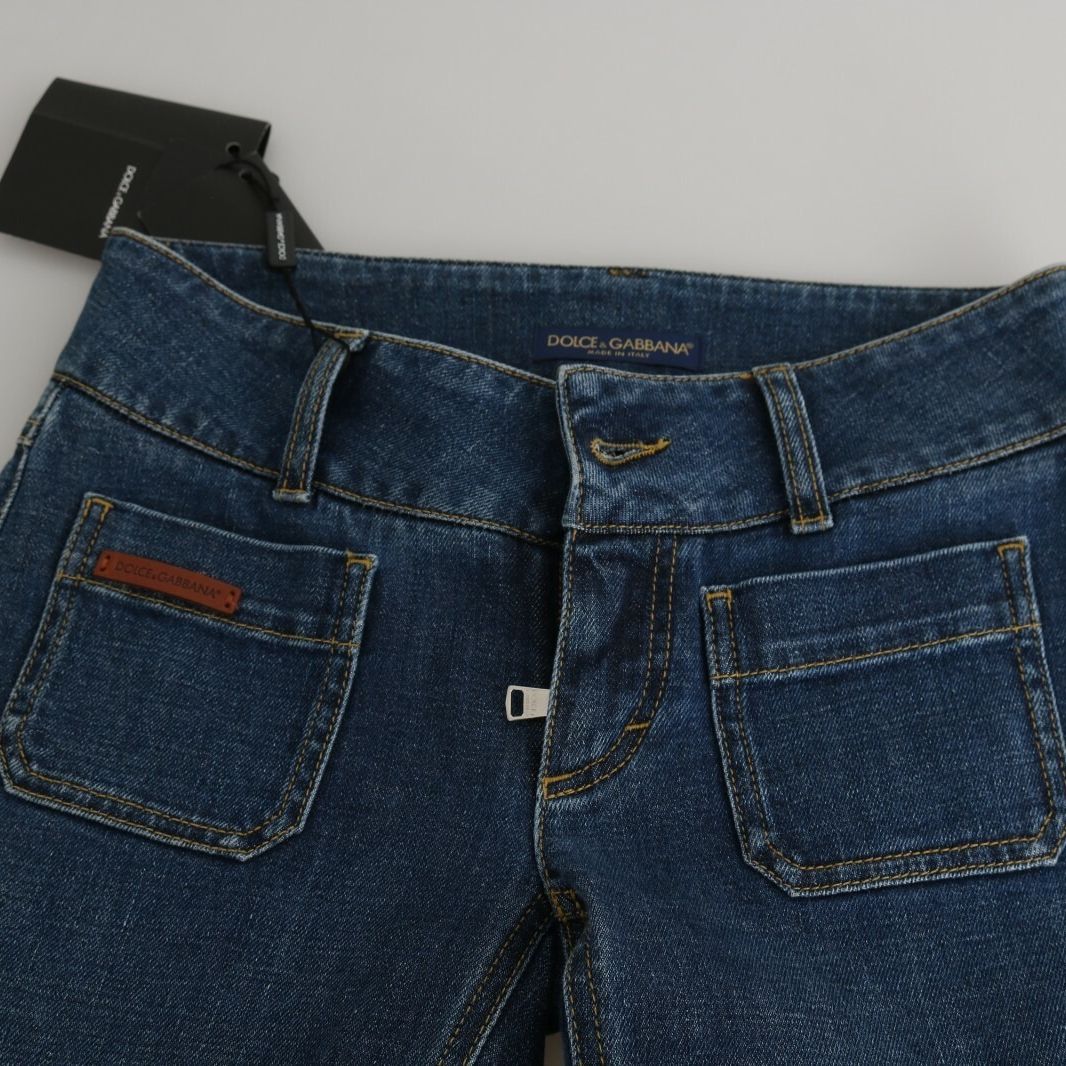 Dolce & Gabbana Blue Slim Fit Cropped Mid Waist Denim Jeans