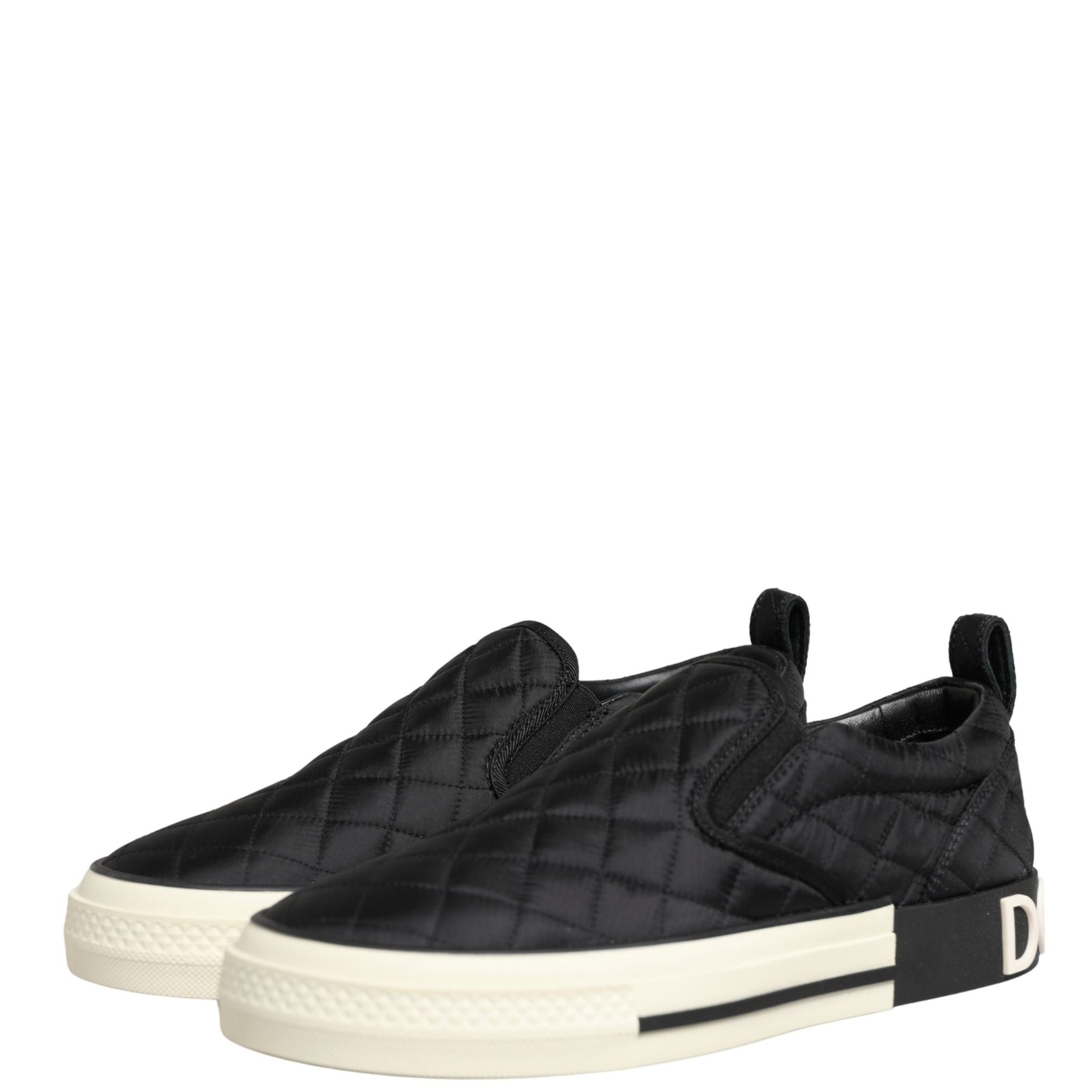 Dolce & Gabbana Black Quilted Slip On Low Top Sneakers Shoes