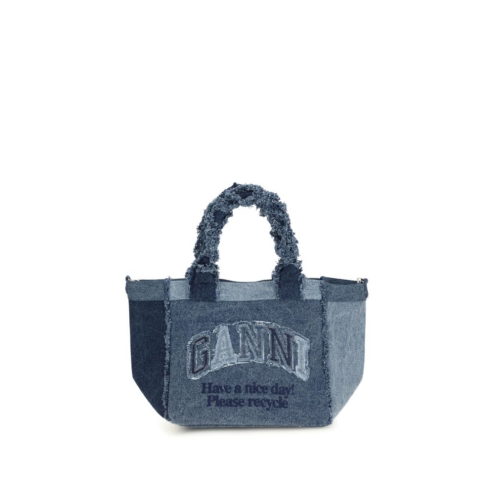 Ganni Blue Cotton Handbag
