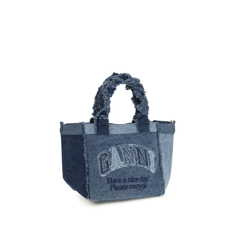 Ganni Blue Cotton Handbag