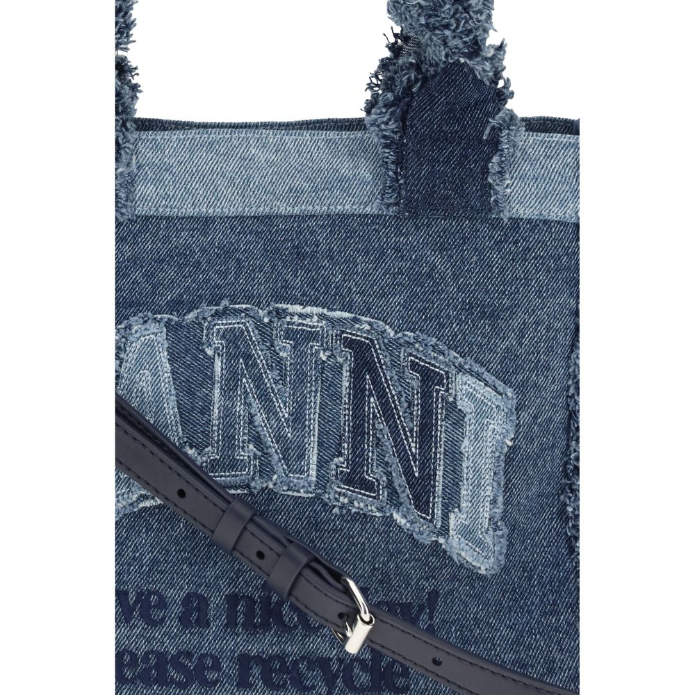 Ganni Blue Cotton Handbag