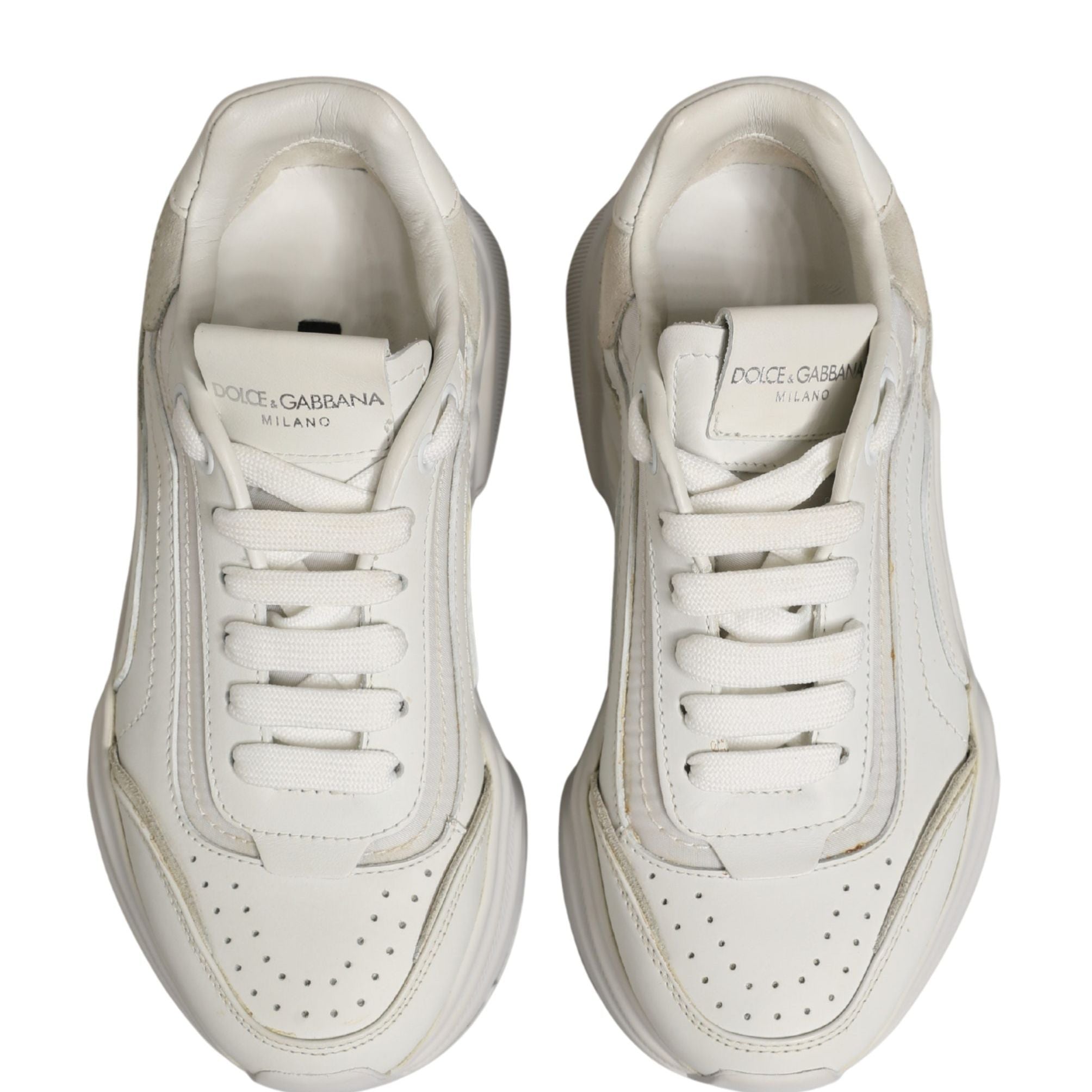 Dolce & Gabbana White Leather Daymaster Low Top Sneakers Shoes