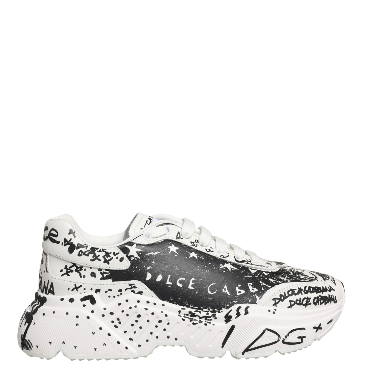 Dolce & Gabbana White Daymaster Graffiti Low Top Sneakers Shoes
