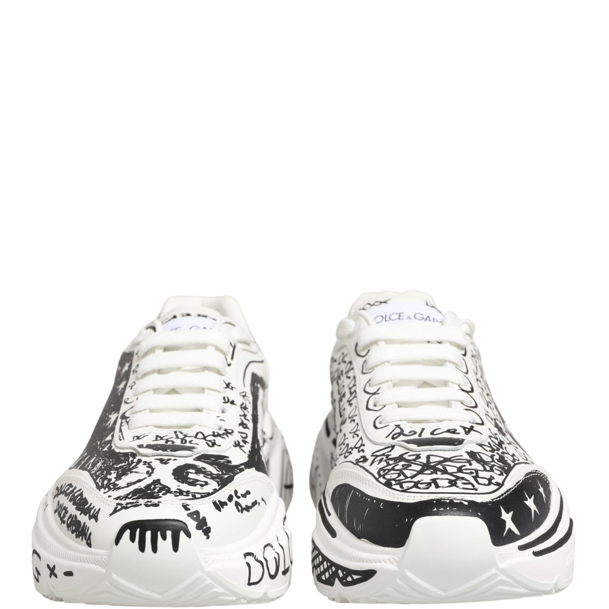 Dolce & Gabbana White Daymaster Graffiti Low Top Sneakers Shoes
