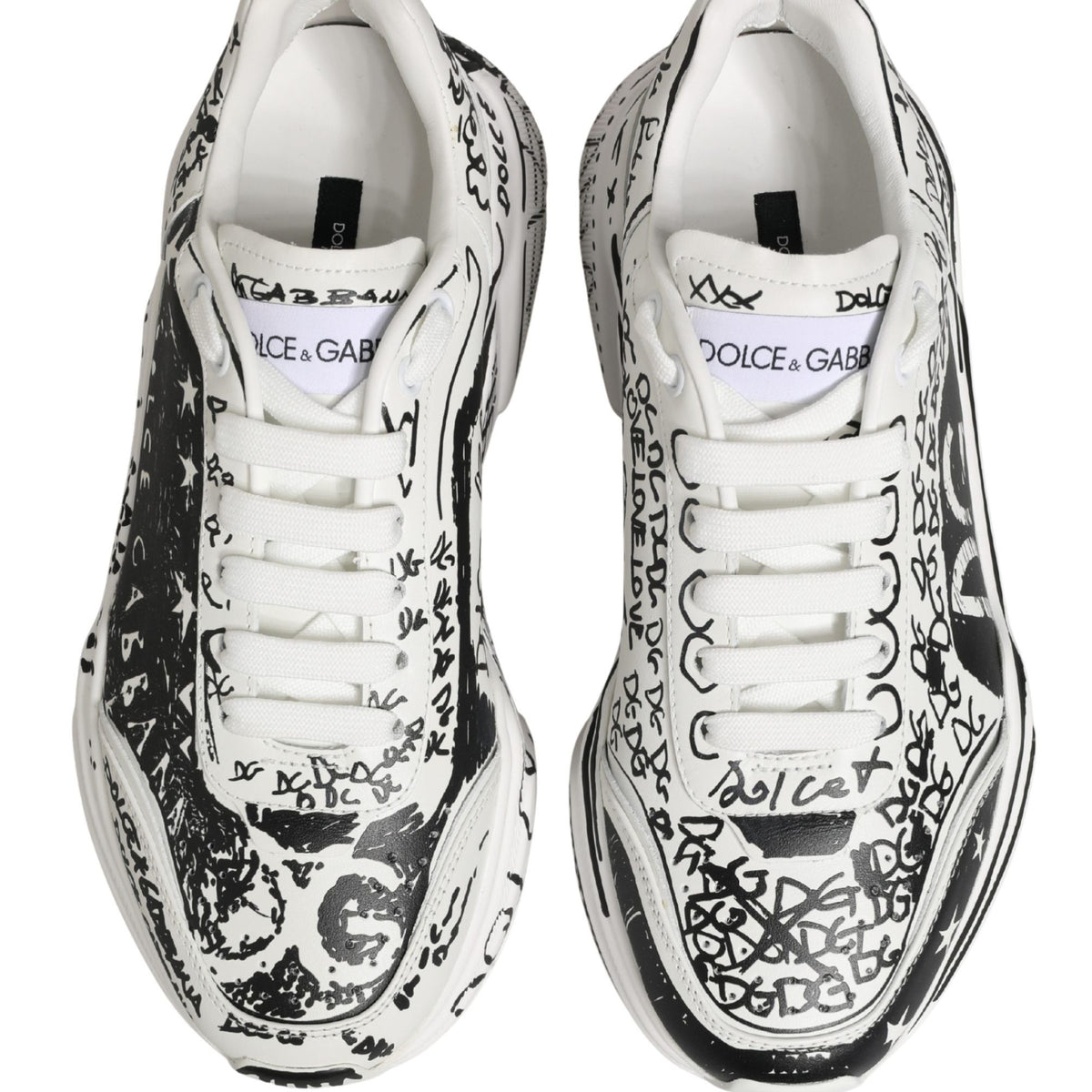 Dolce & Gabbana White Daymaster Graffiti Low Top Sneakers Shoes
