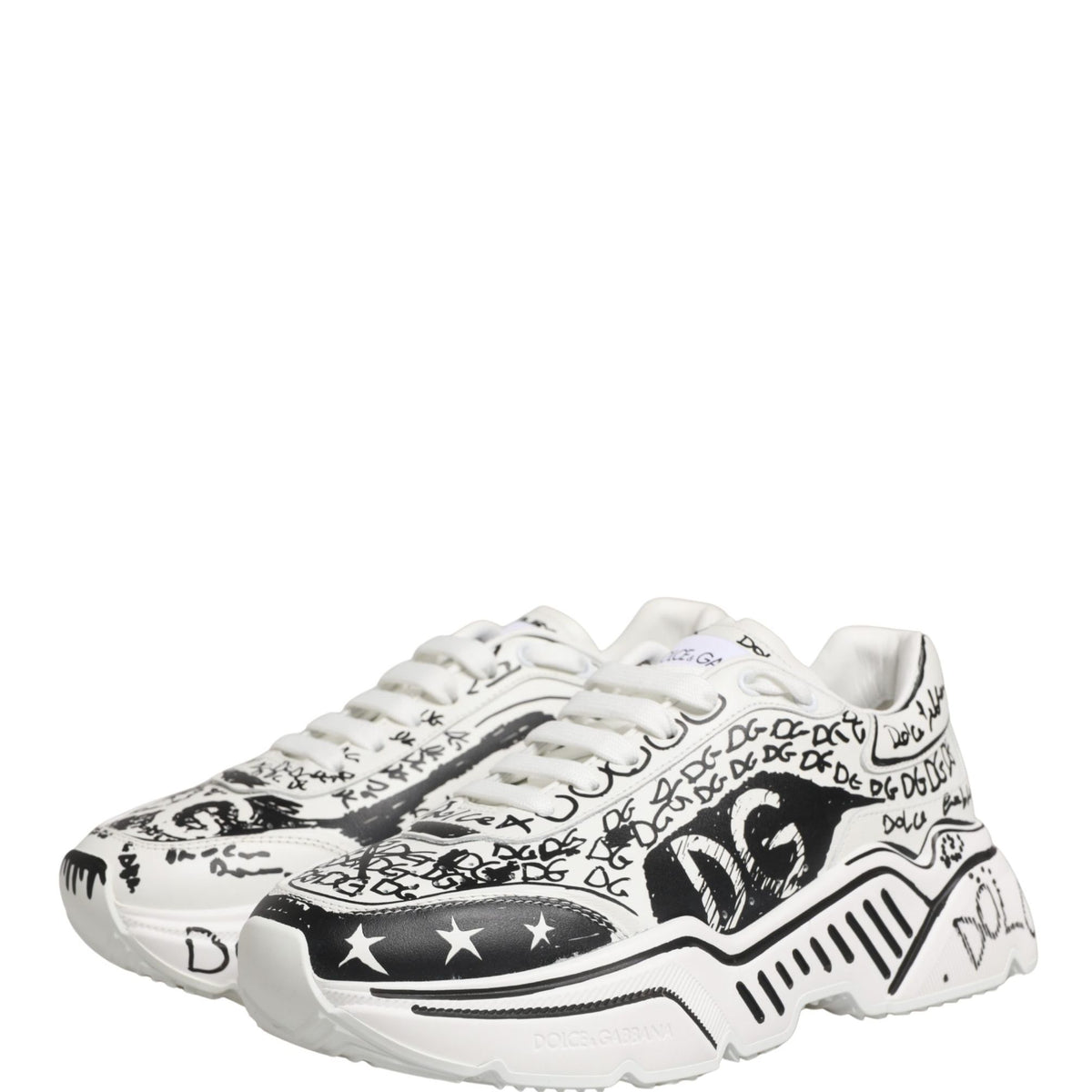 Dolce & Gabbana White Daymaster Graffiti Low Top Sneakers Shoes