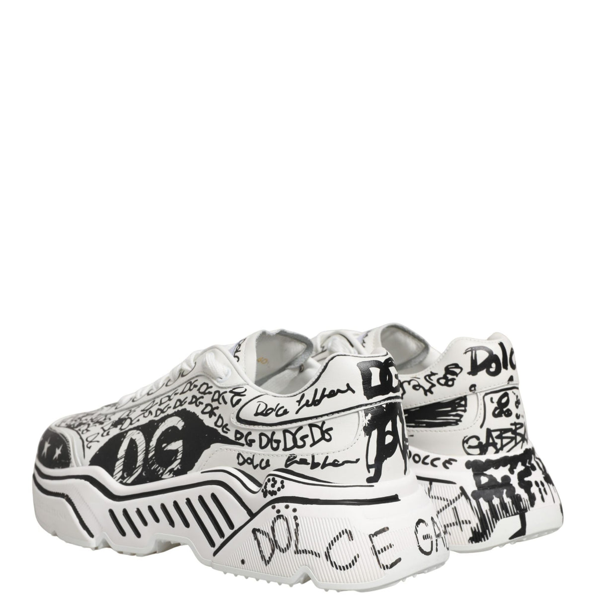 Dolce & Gabbana White Daymaster Graffiti Low Top Sneakers Shoes