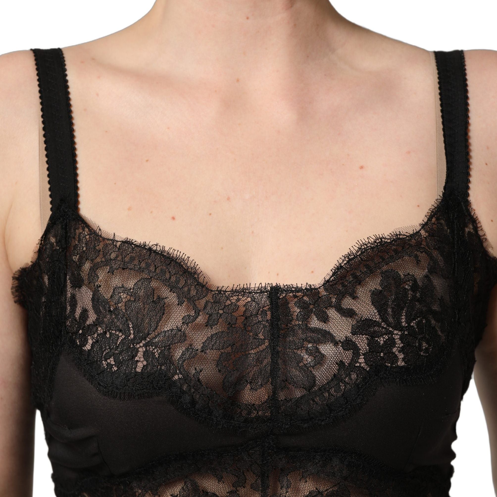 Dolce & Gabbana Black Silk Lace Slip Lingerie Chemise Sleepwear