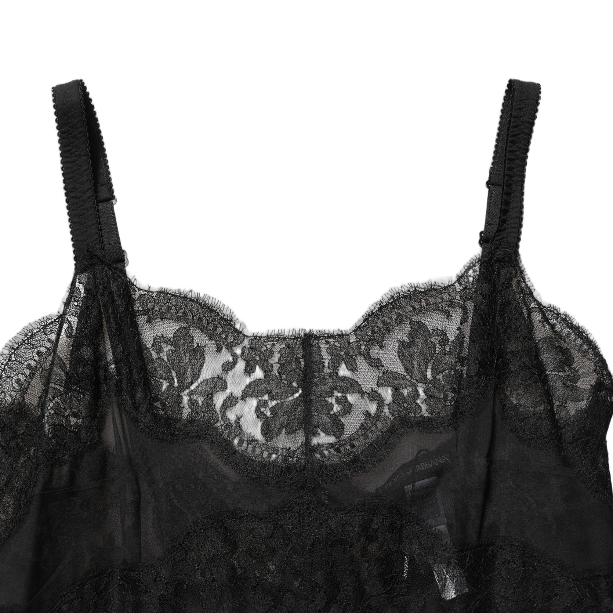 Dolce & Gabbana Black Silk Lace Slip Lingerie Chemise Sleepwear