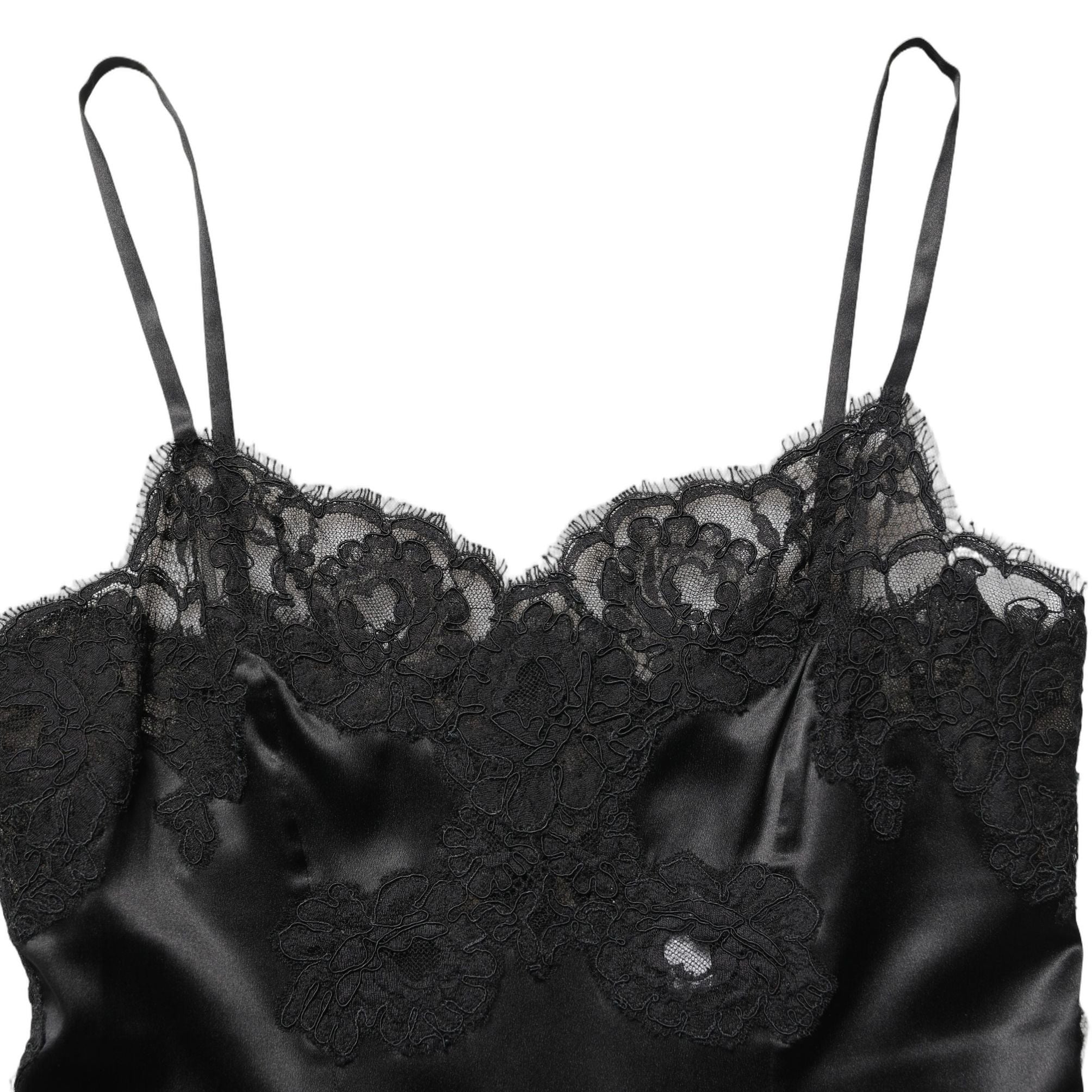 Dolce & Gabbana Black Silk Lace Lingerie Short Chemise Sleepwear