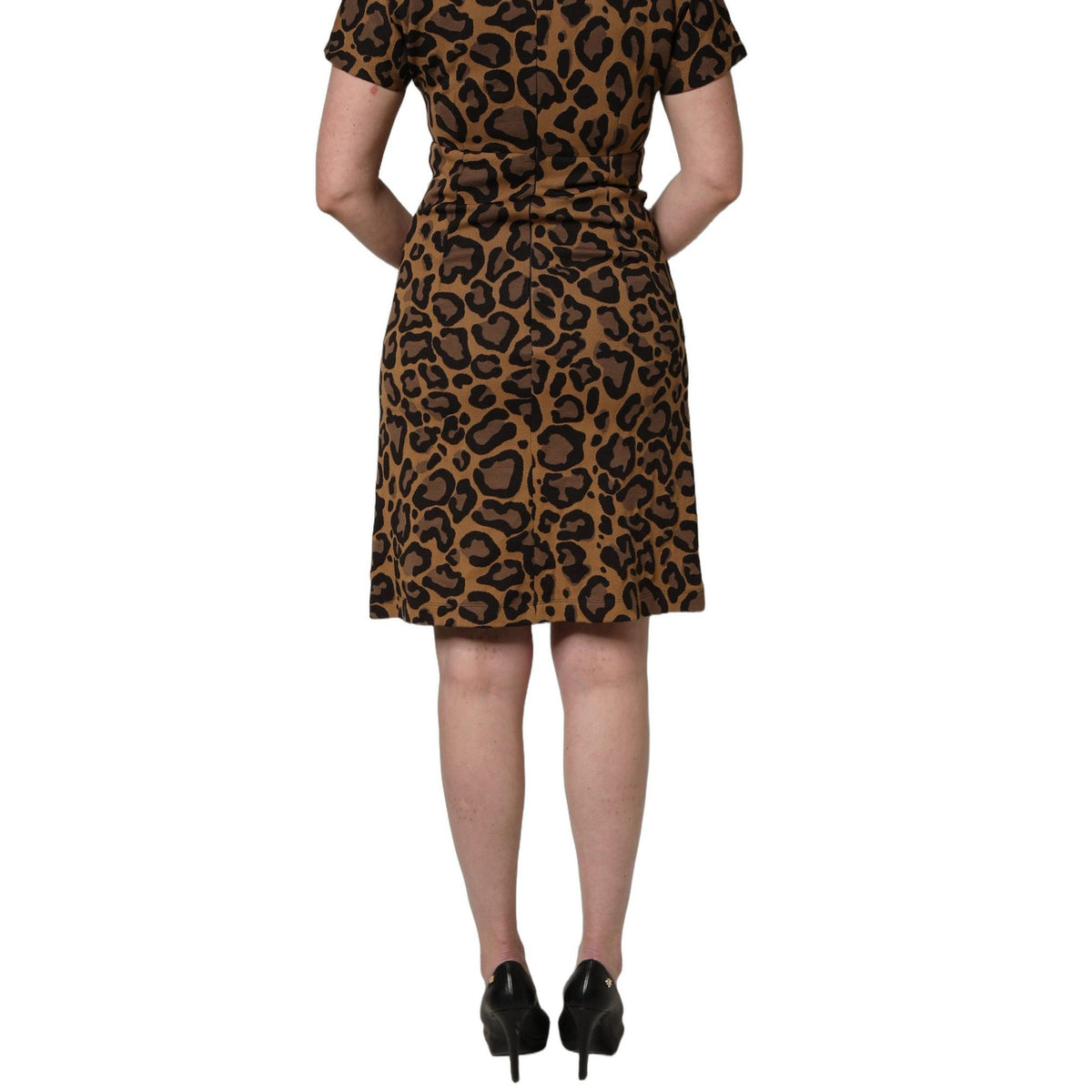 Dolce & Gabbana Brown Leopard Jacquard Knee Length Dress