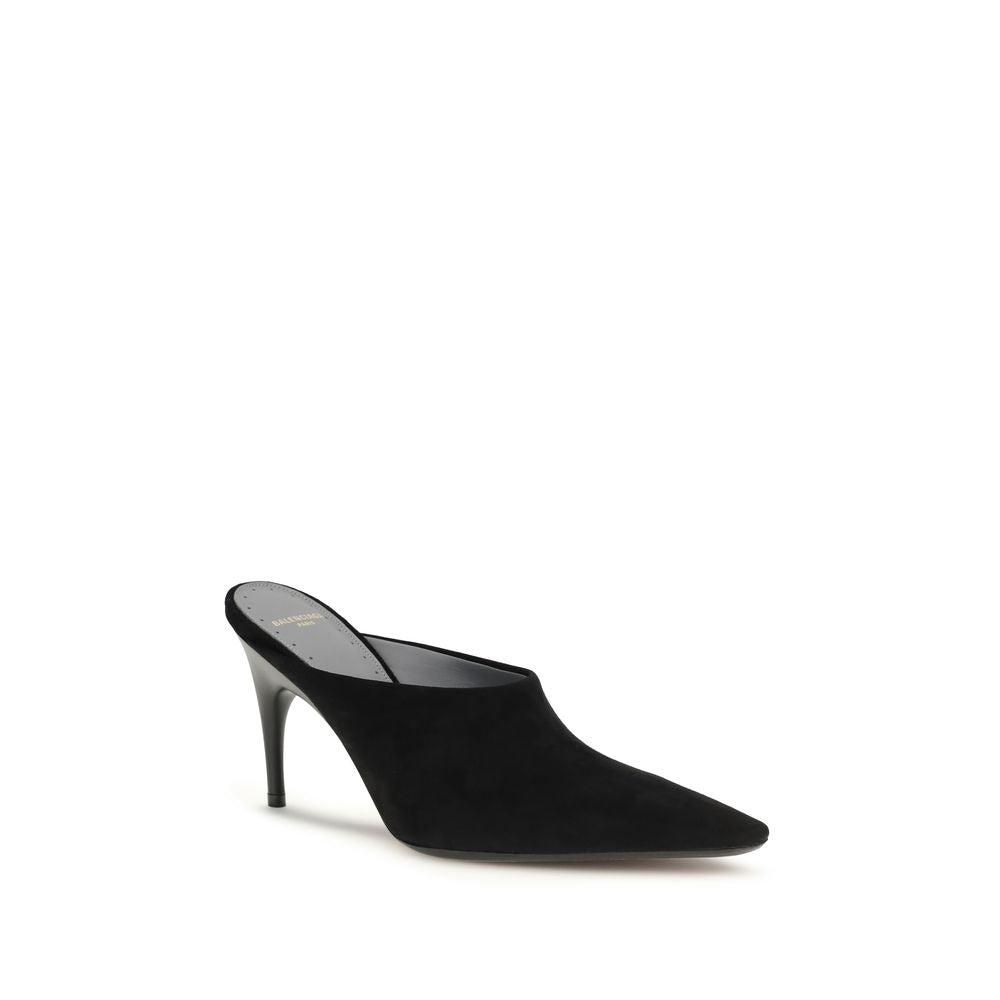 Balenciaga Black Suede Leather Mules