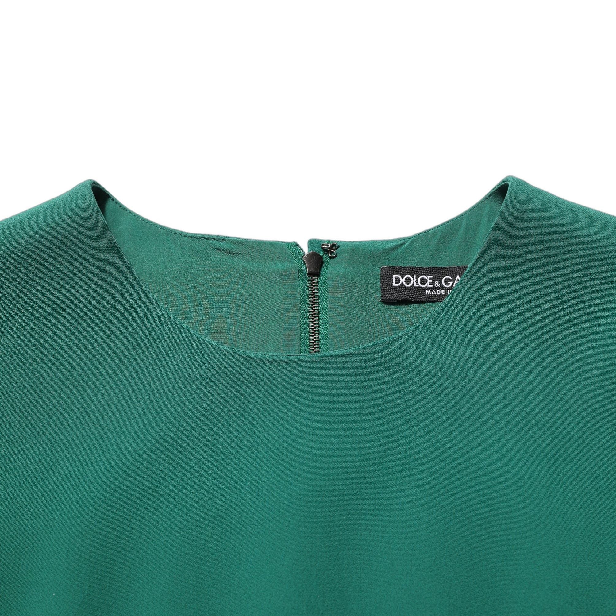 Dolce & Gabbana Green Viscose Long Sleeves A-line Mini Dress