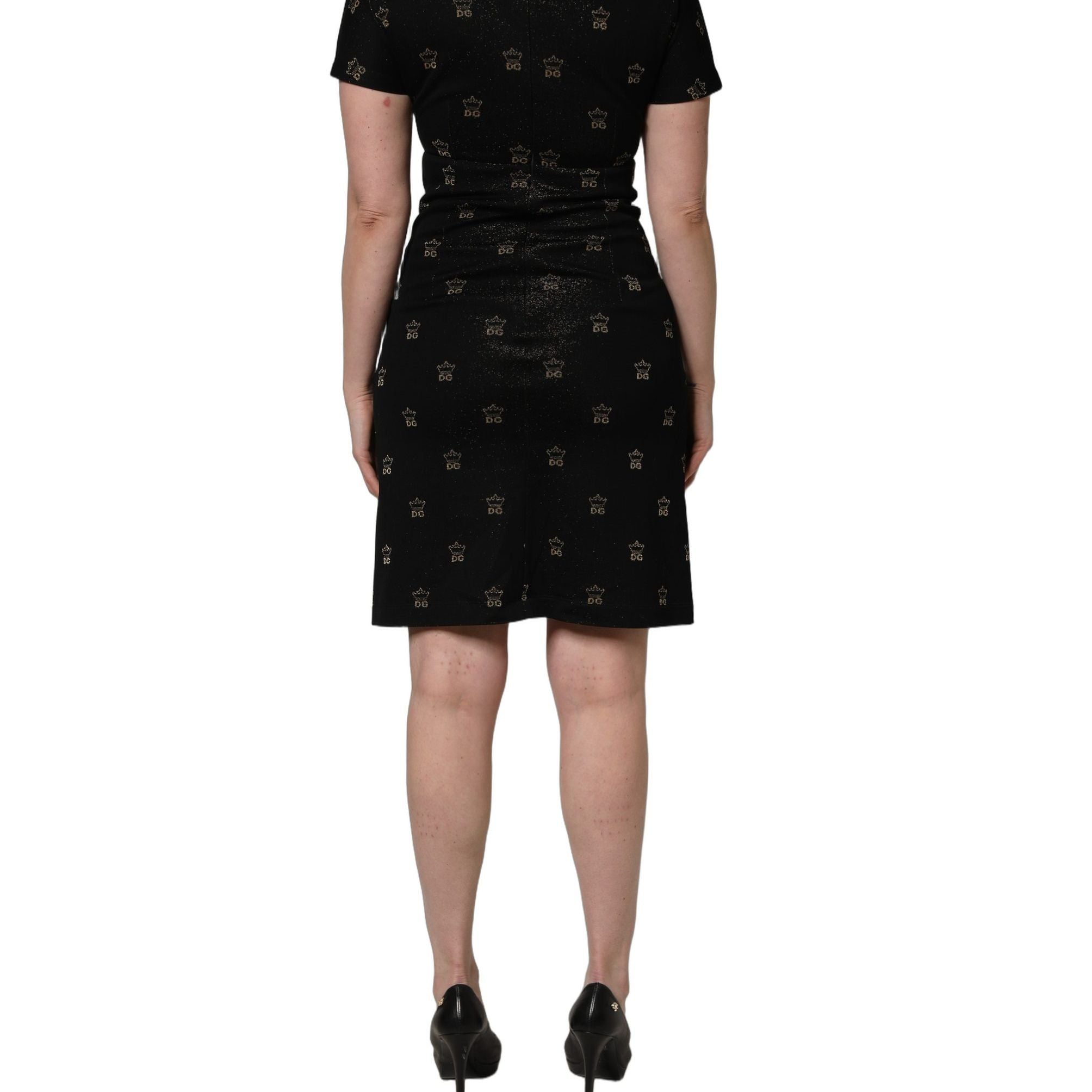 Dolce & Gabbana Black DG Crown Short-Sleeve Sheath Dress
