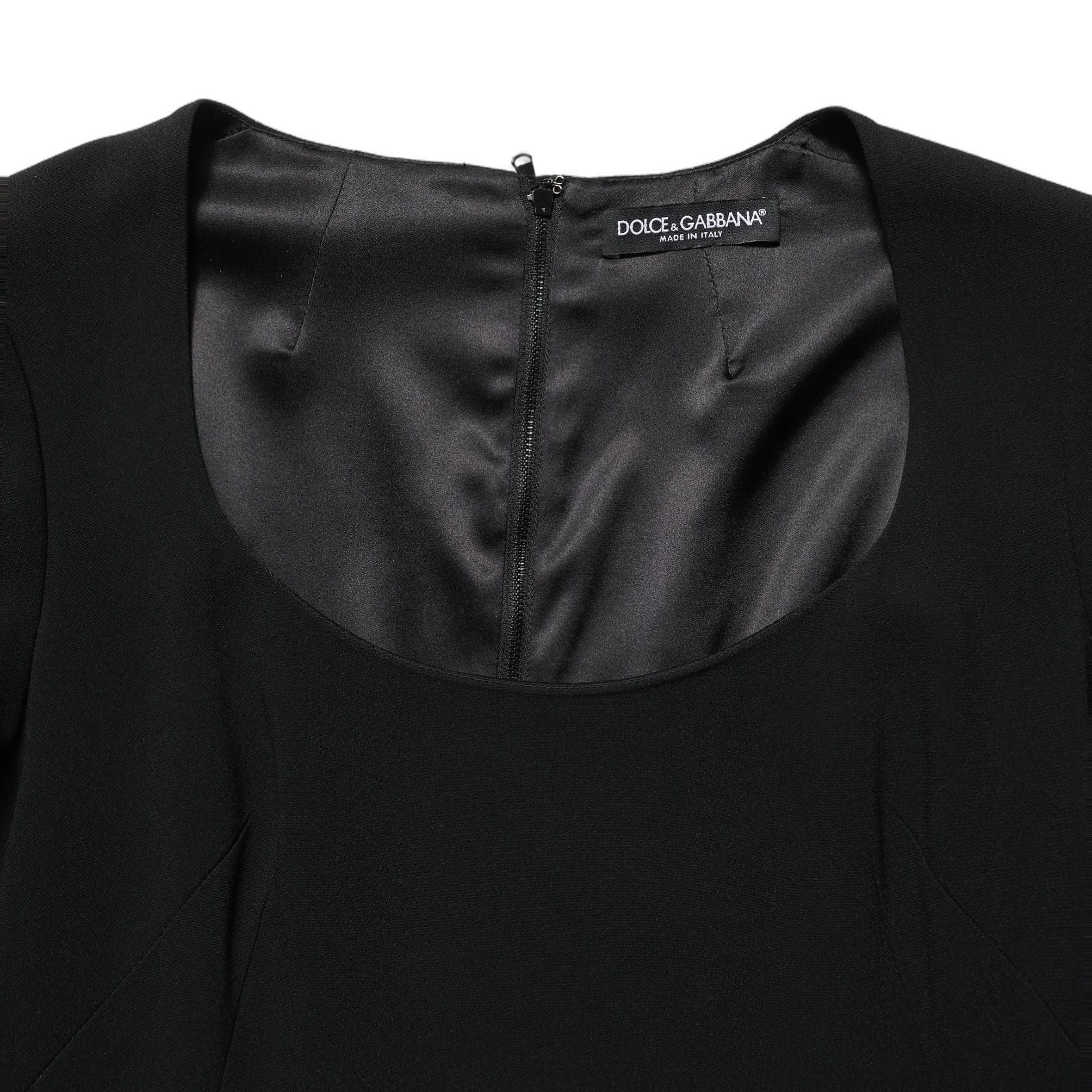 Roberto Cavalli Black Long Sleeves Scoop Neck Mini Dress