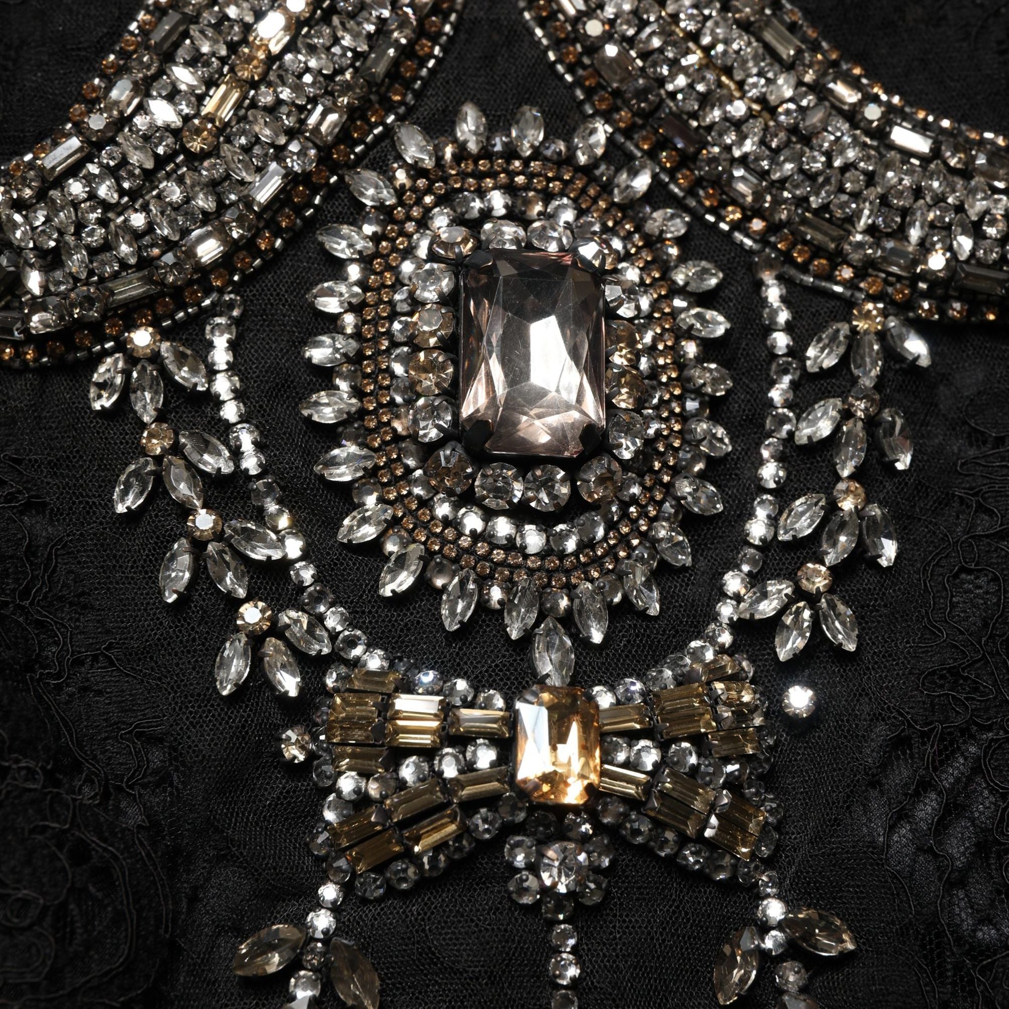 Dolce & Gabbana Black Crystal Embellished Sheath Midi Dress