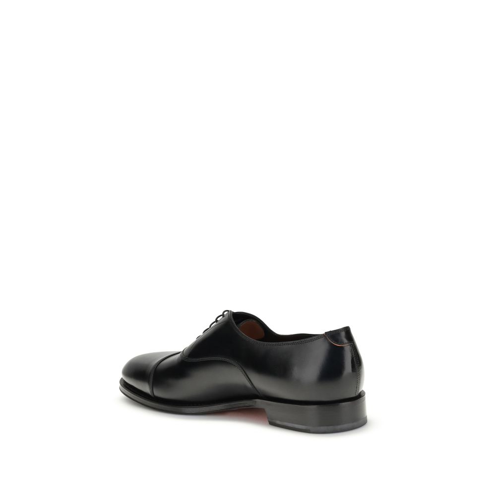Santoni Black Calf Leather Bos Taurus Oxfords And Derbies