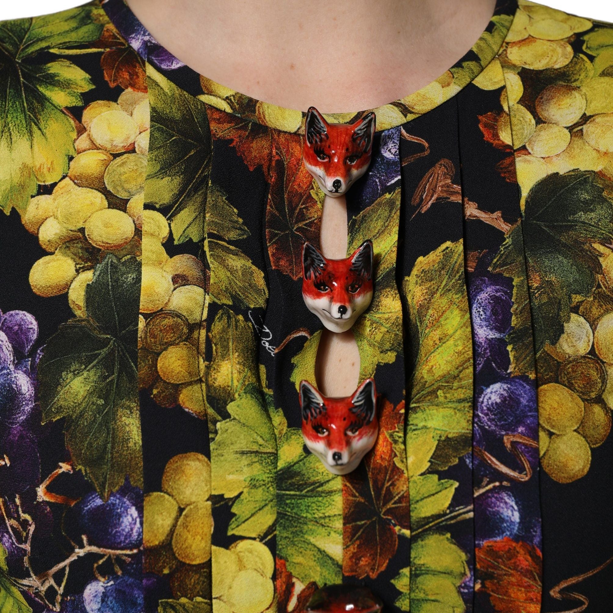 Dolce & Gabbana Multicolor Grape Print LongSleeve Midi Dress