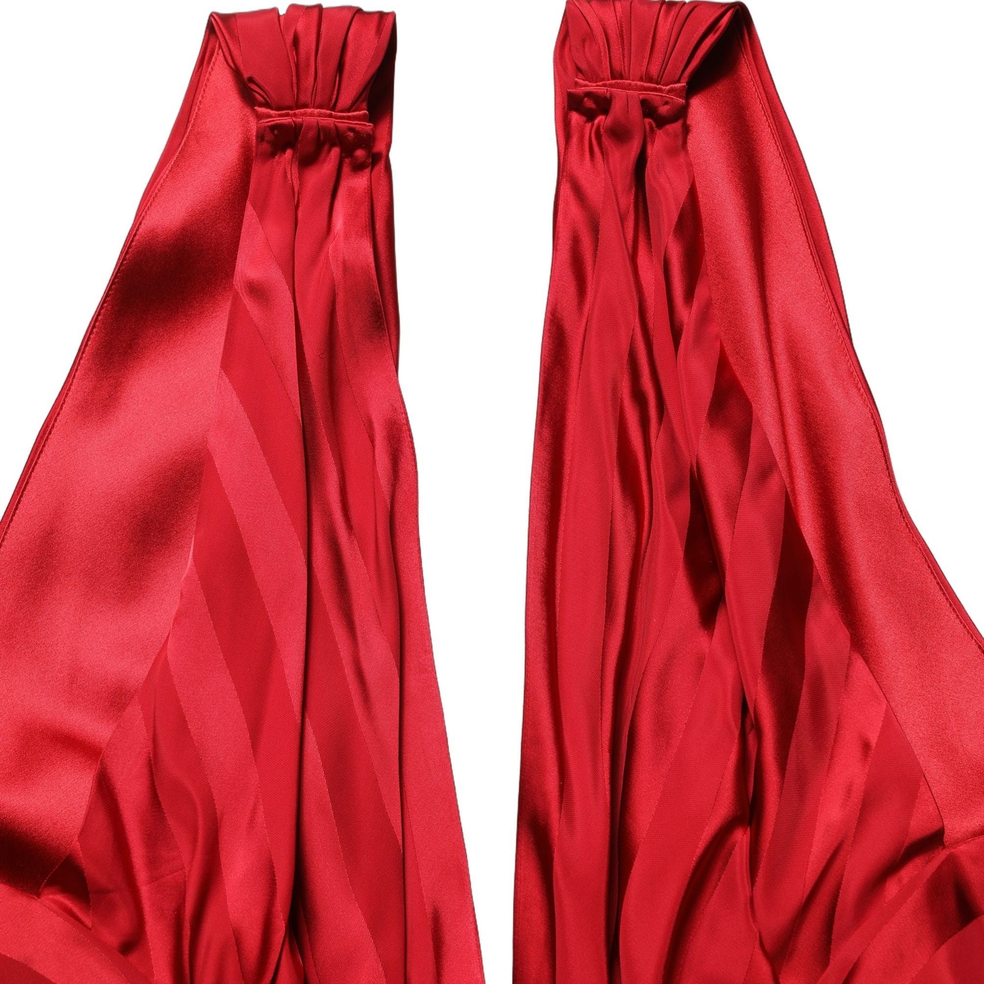 Dolce & Gabbana Red Plunging HalterNeck Draped Jumpsuit Dress