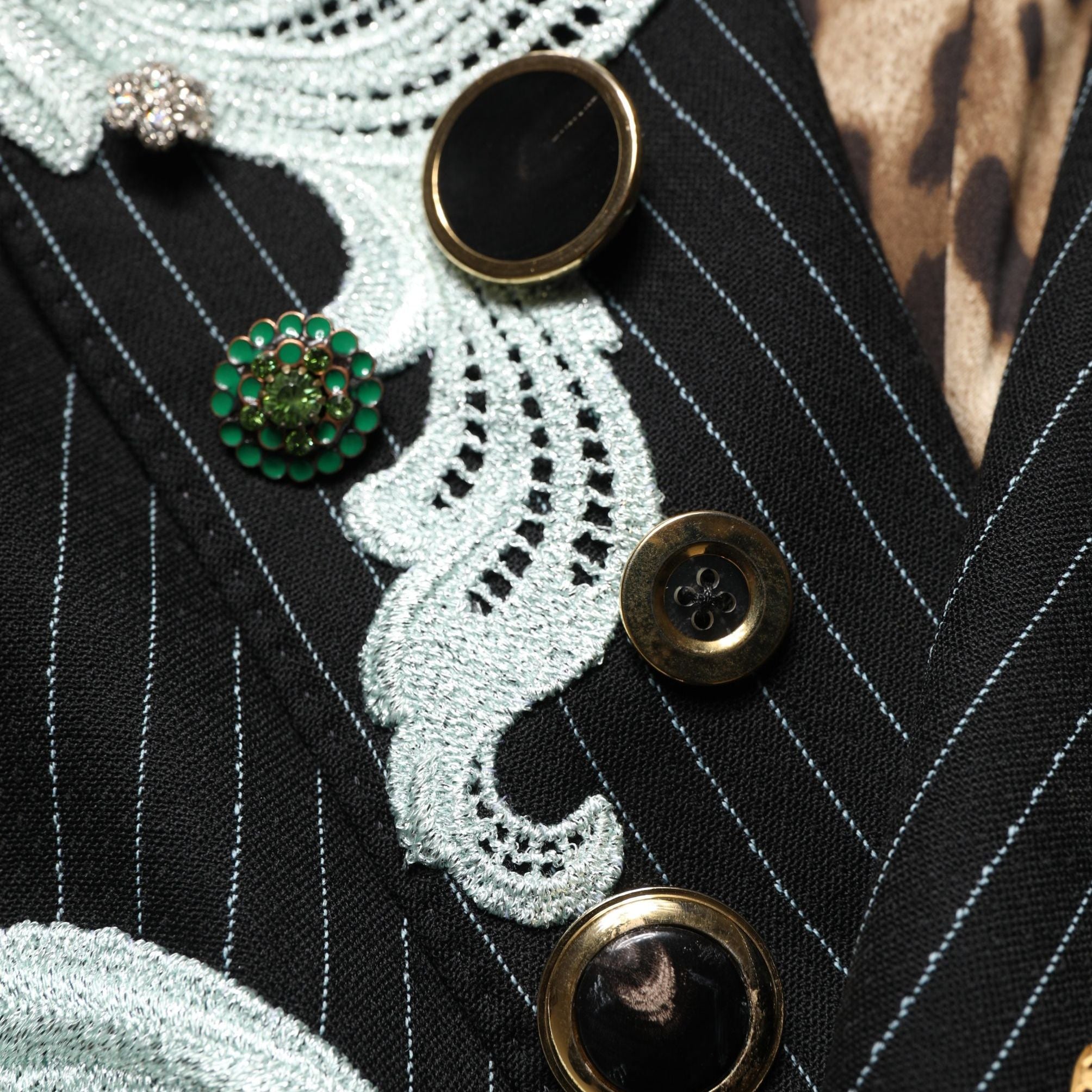 Dolce & Gabbana Black Stripe Double-Breasted Blazer Jacket