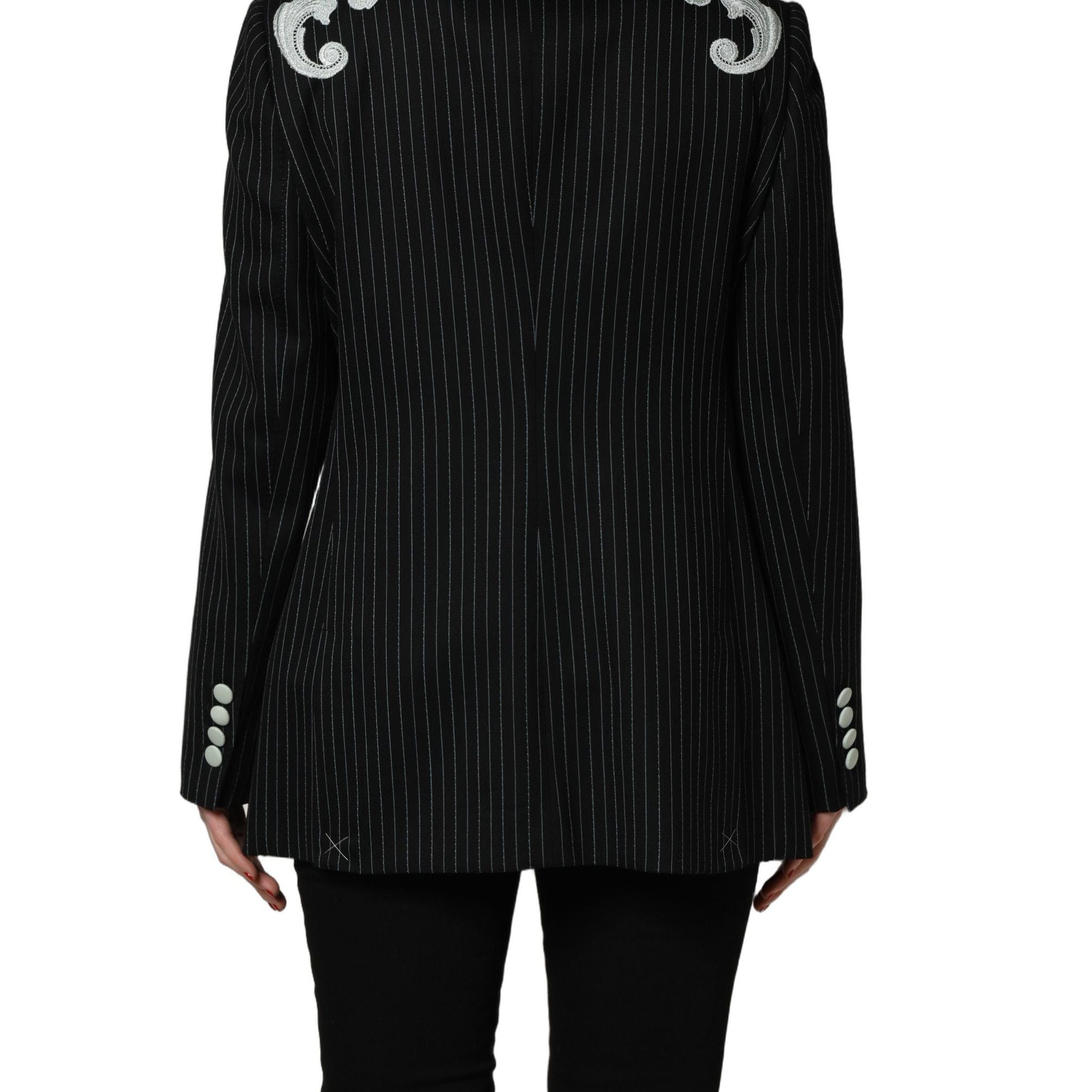 Dolce & Gabbana Black Stripe Double-Breasted Blazer Jacket
