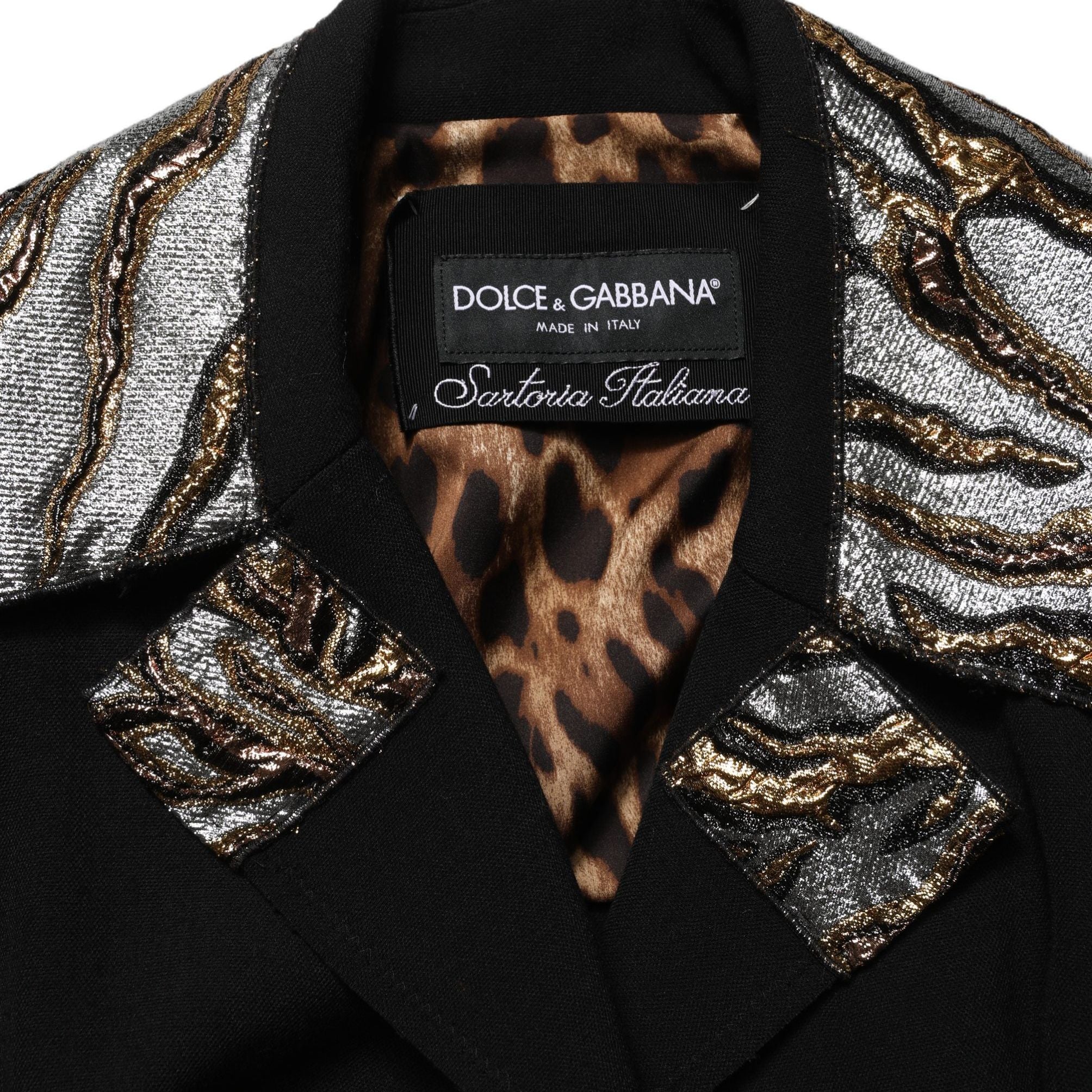Dolce & Gabbana Black Single-Breasted Brocade Coat Jacket