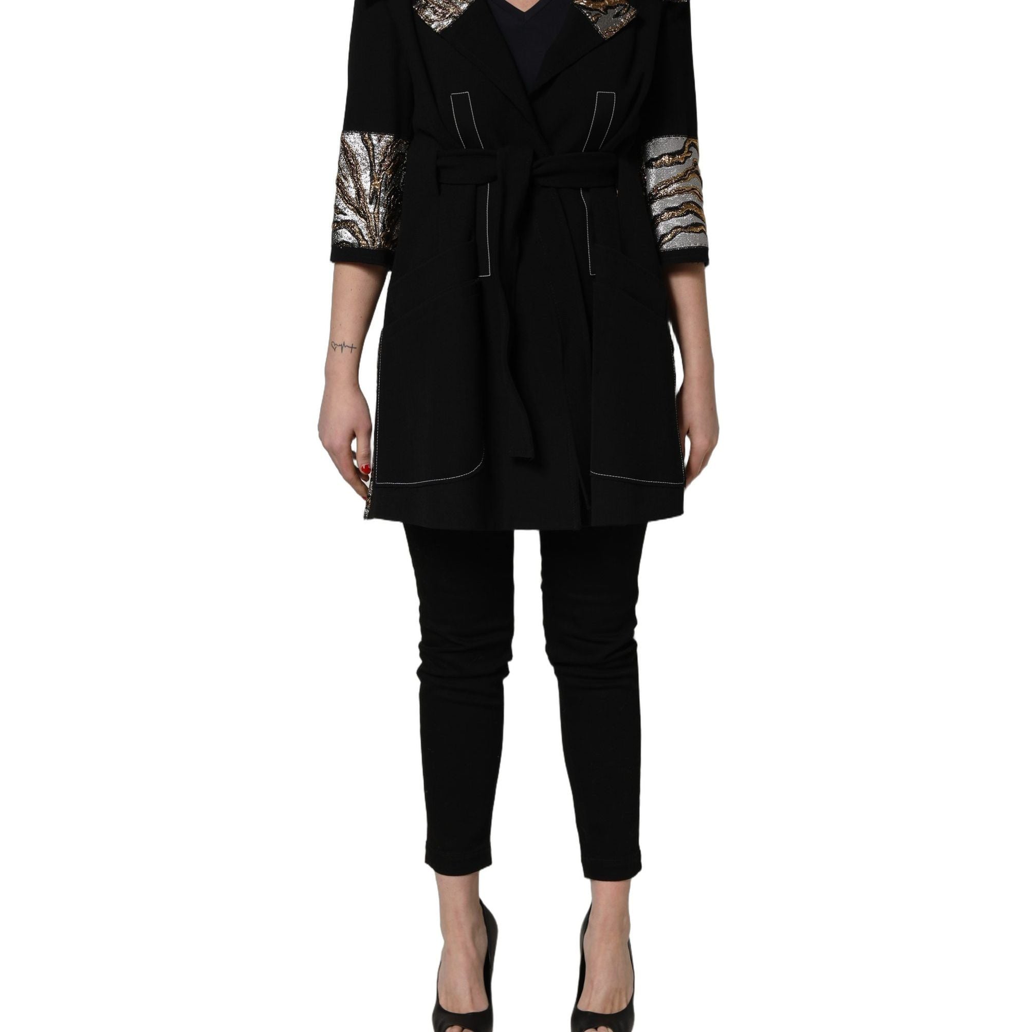 Dolce & Gabbana Black Single-Breasted Brocade Coat Jacket