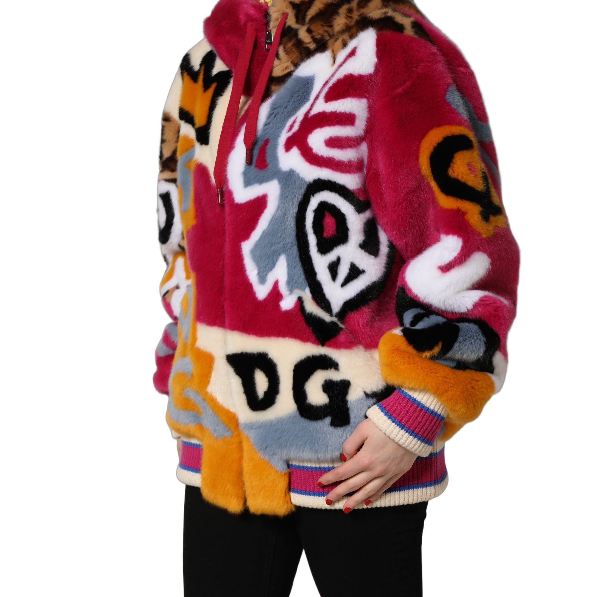 Dolce & Gabbana Multicolor Graffiti Print Full Zip Hooded Jacket