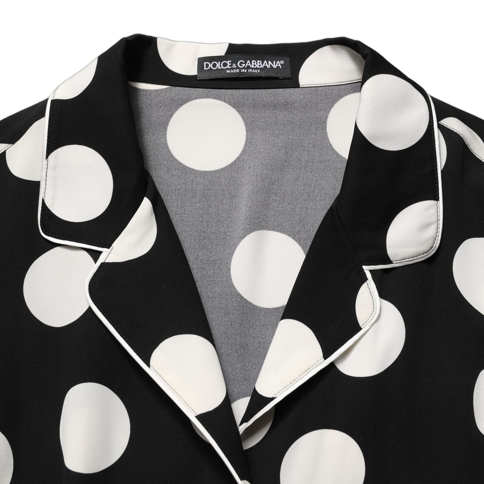 Dolce & Gabbana Black White Polka Dot Pajama 2 Piece Set Sleepwear