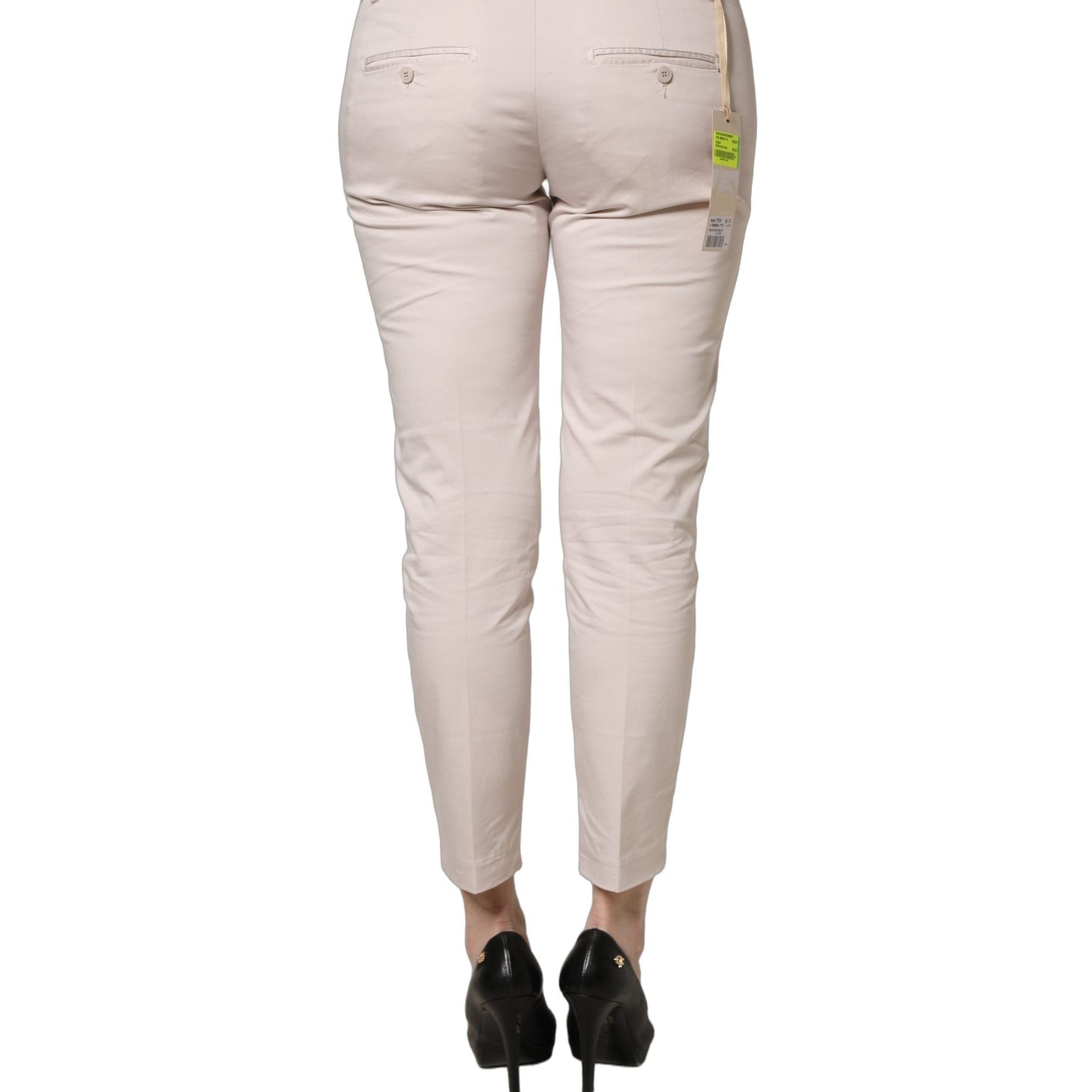 Versace Jeans Couture Beige Low Waist Tapered Women Cropped Trousers Pants