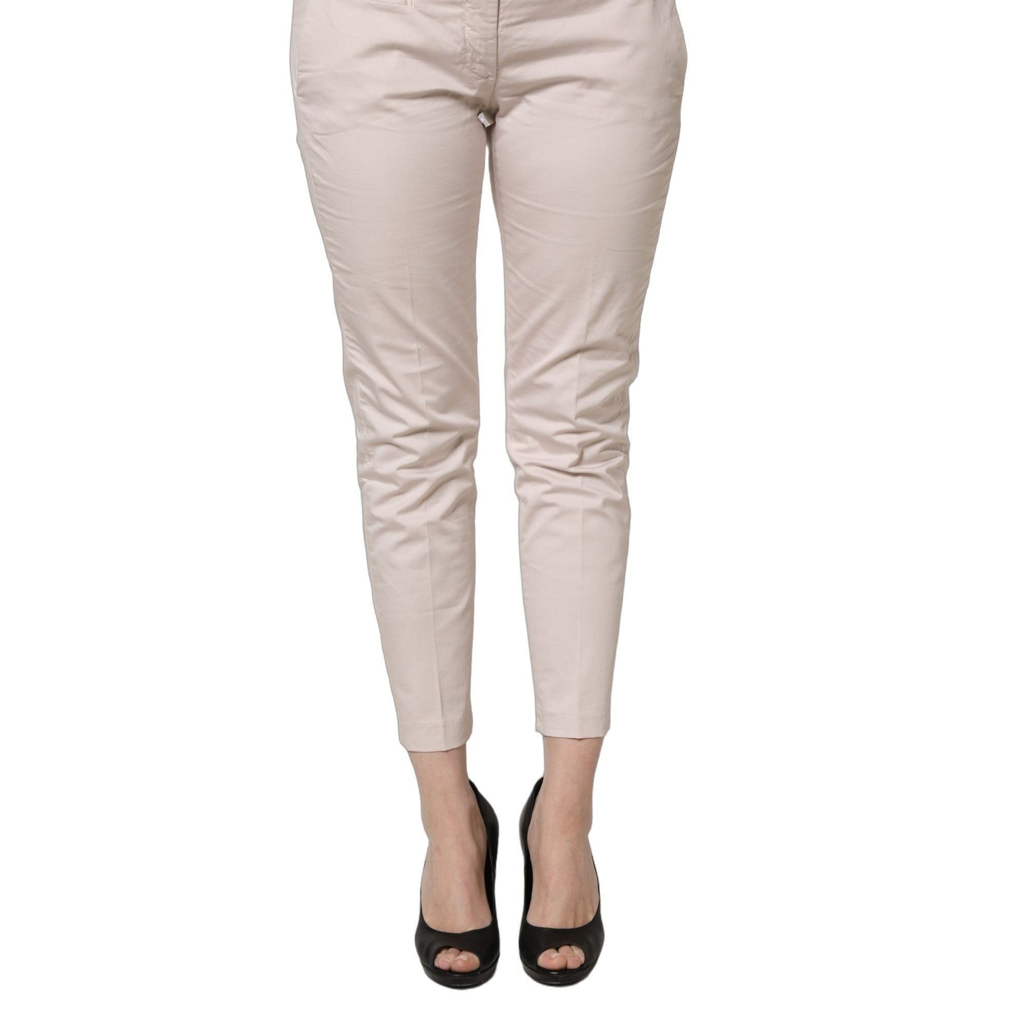 Versace Jeans Couture Beige Low Waist Tapered Women Cropped Trousers Pants