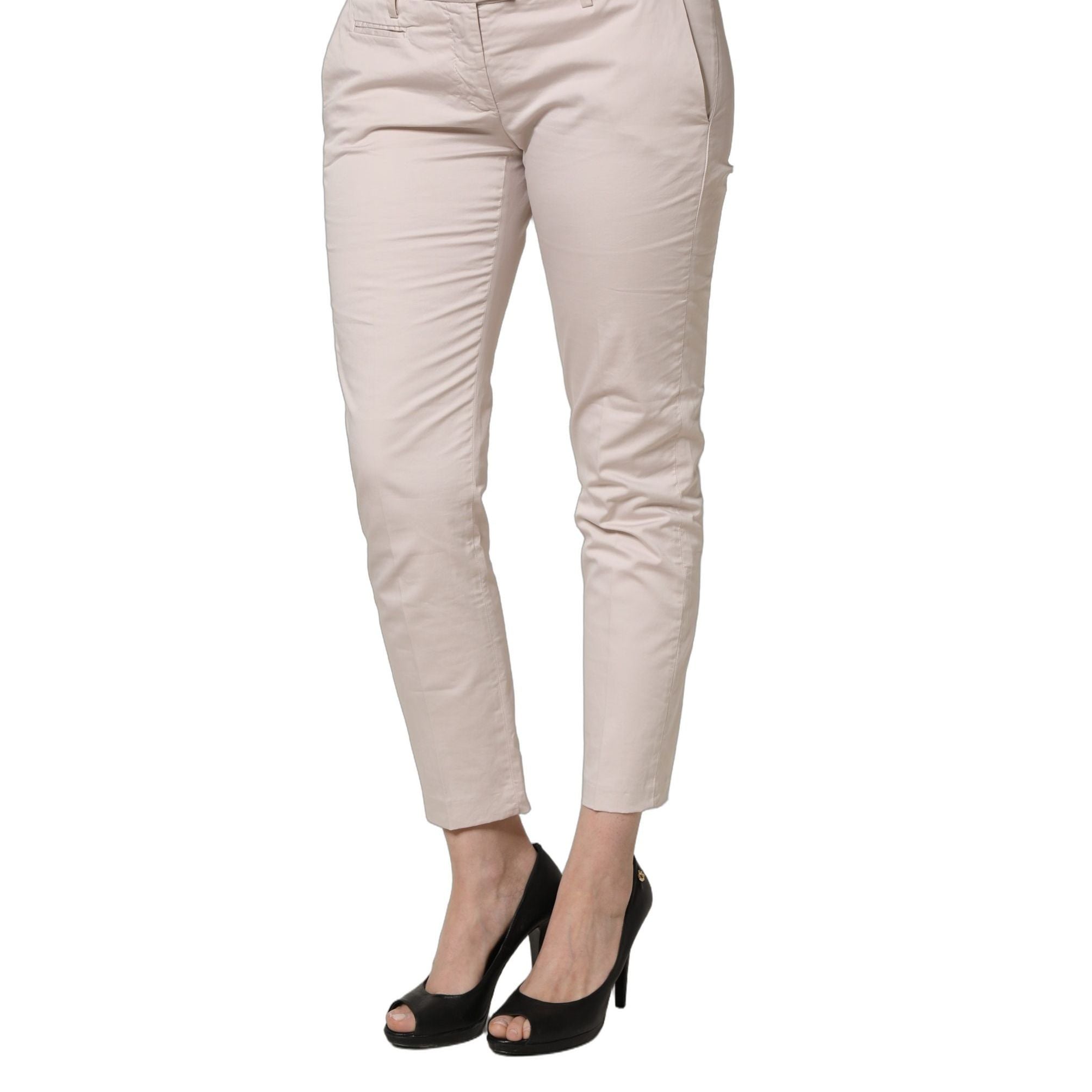 Versace Jeans Couture Beige Low Waist Tapered Women Cropped Trousers Pants