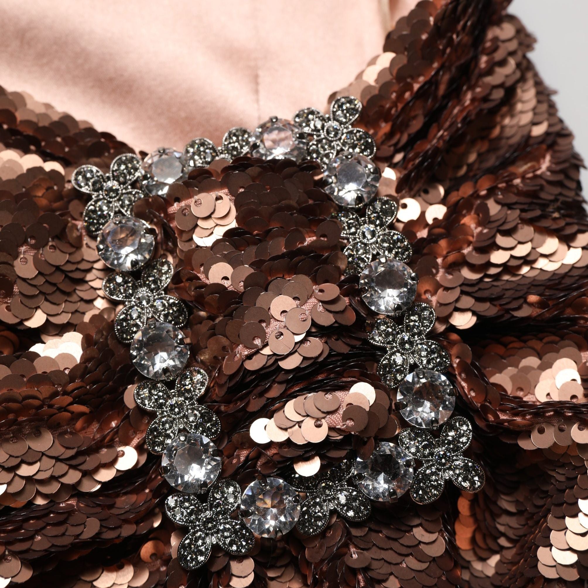 Dolce & Gabbana Rose Gold Embellished Sequinned Maxi Skirt