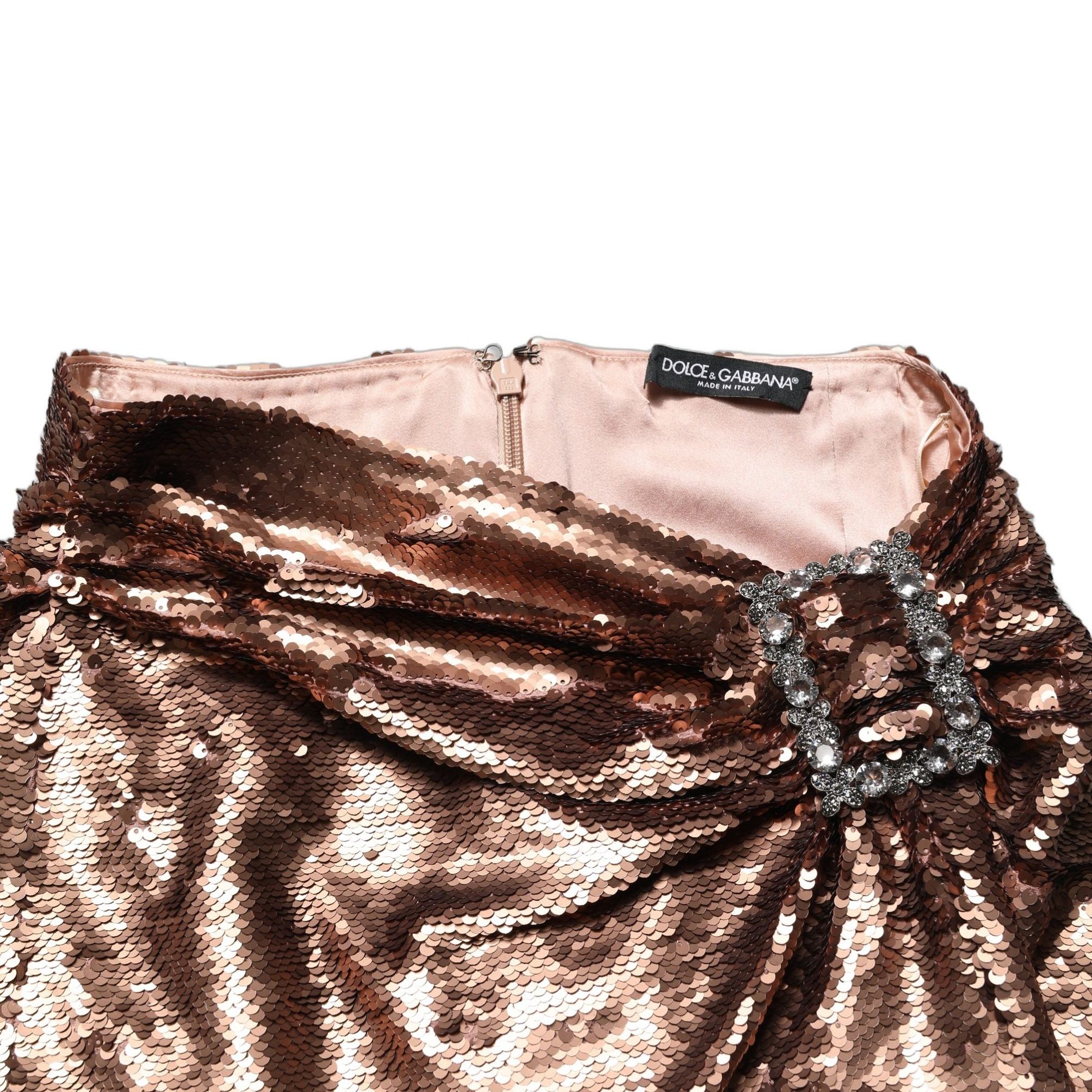 Dolce & Gabbana Rose Gold Embellished Sequinned Maxi Skirt