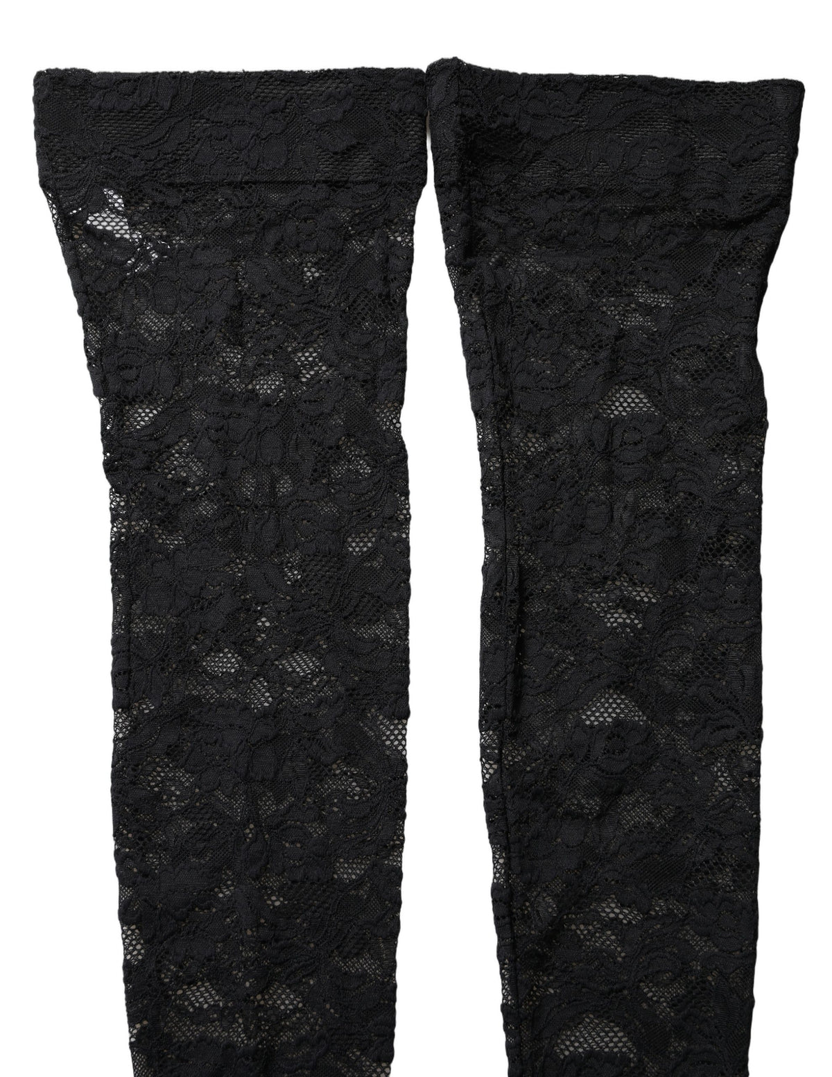 Dolce & Gabbana Black Floral Lace Thigh High Stockings Socks