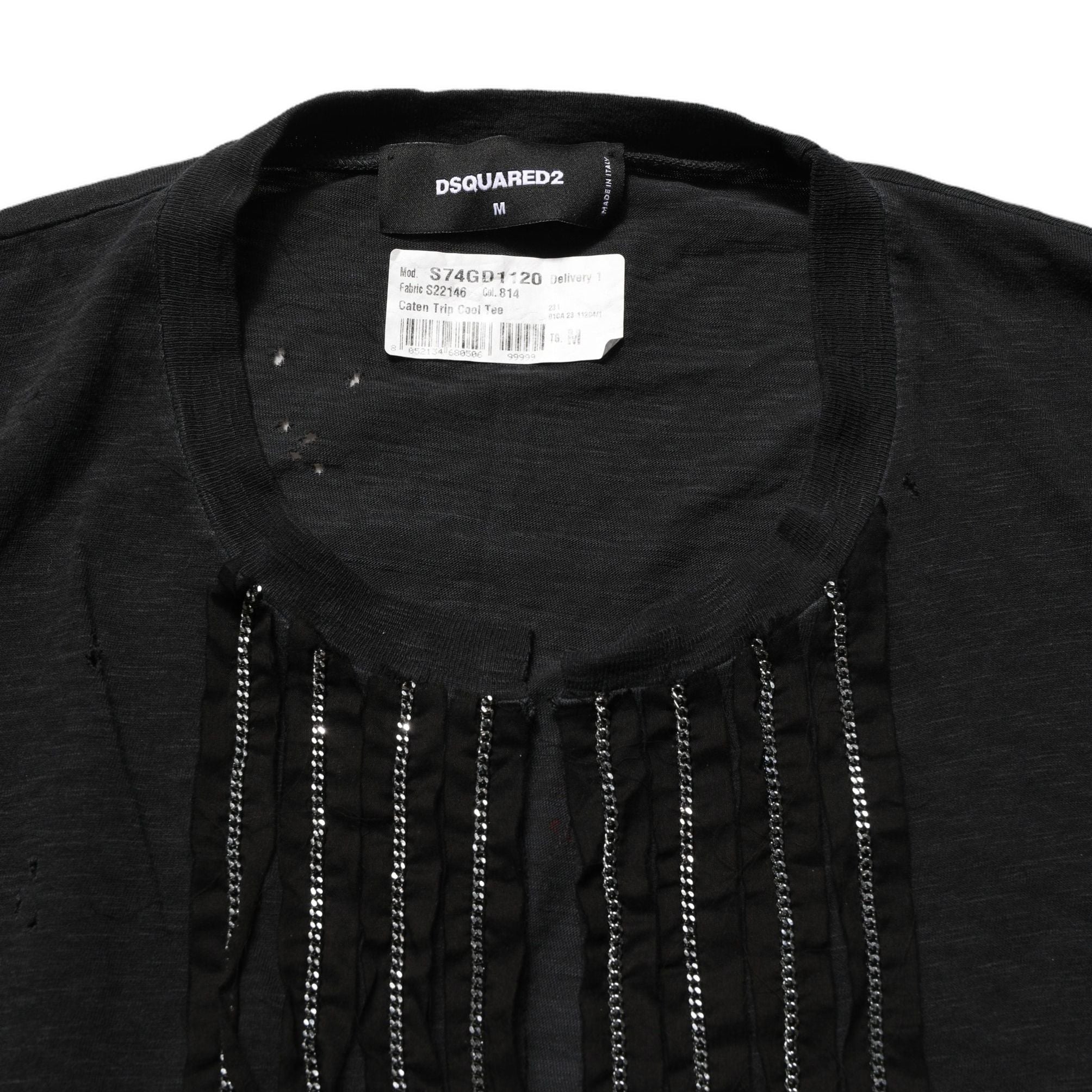 Dsquared² Black Chain Embellished Cotton Short Sleeve T-shirt