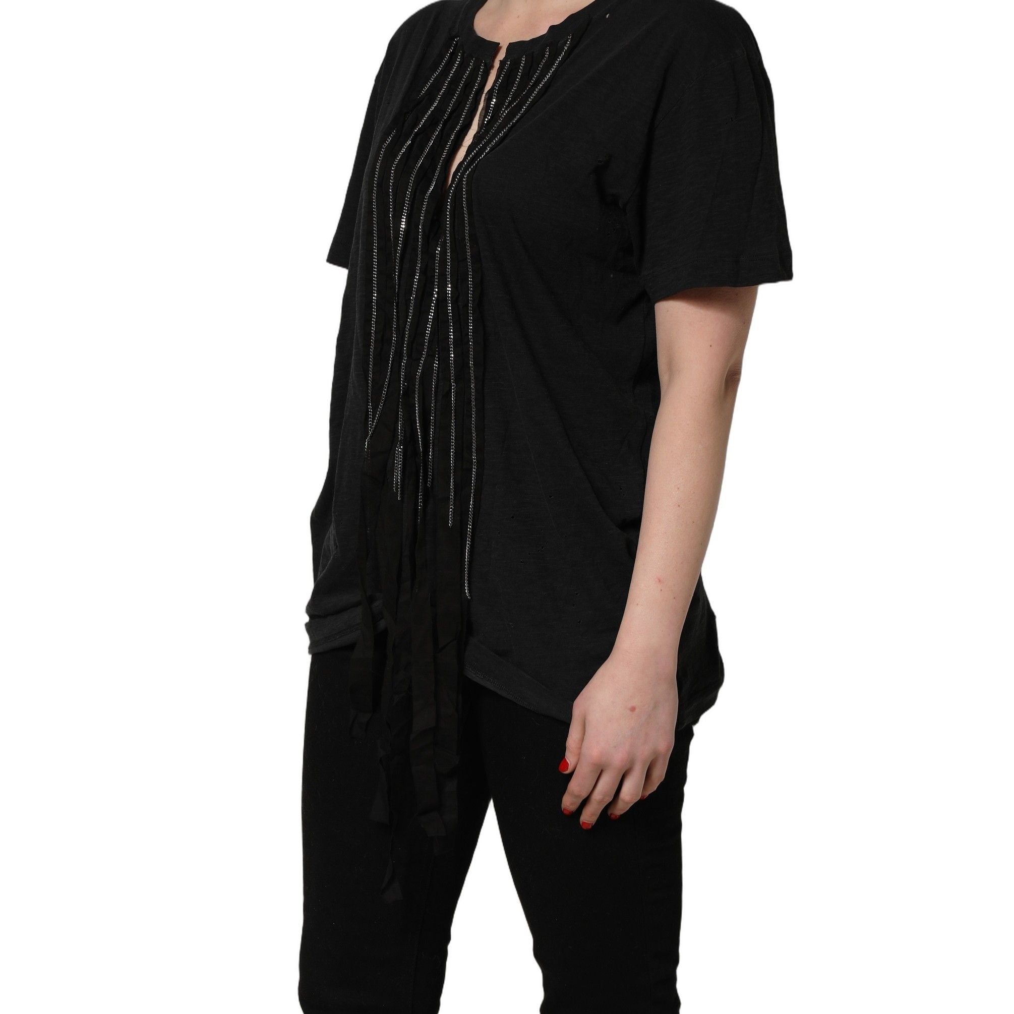 Dsquared² Black Chain Embellished Cotton Short Sleeve T-shirt
